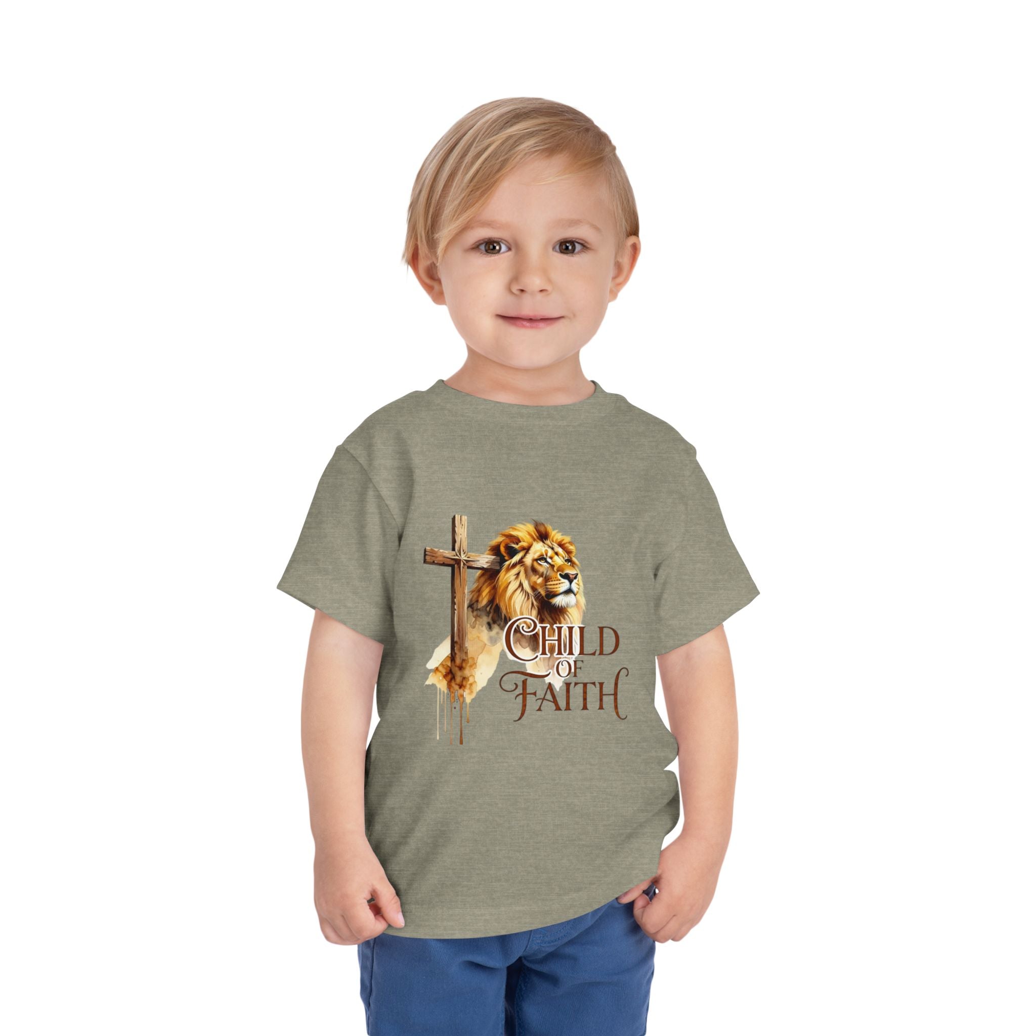 Child of Faith Toddler Tee — Lion & Cross Christian Kids Shirt