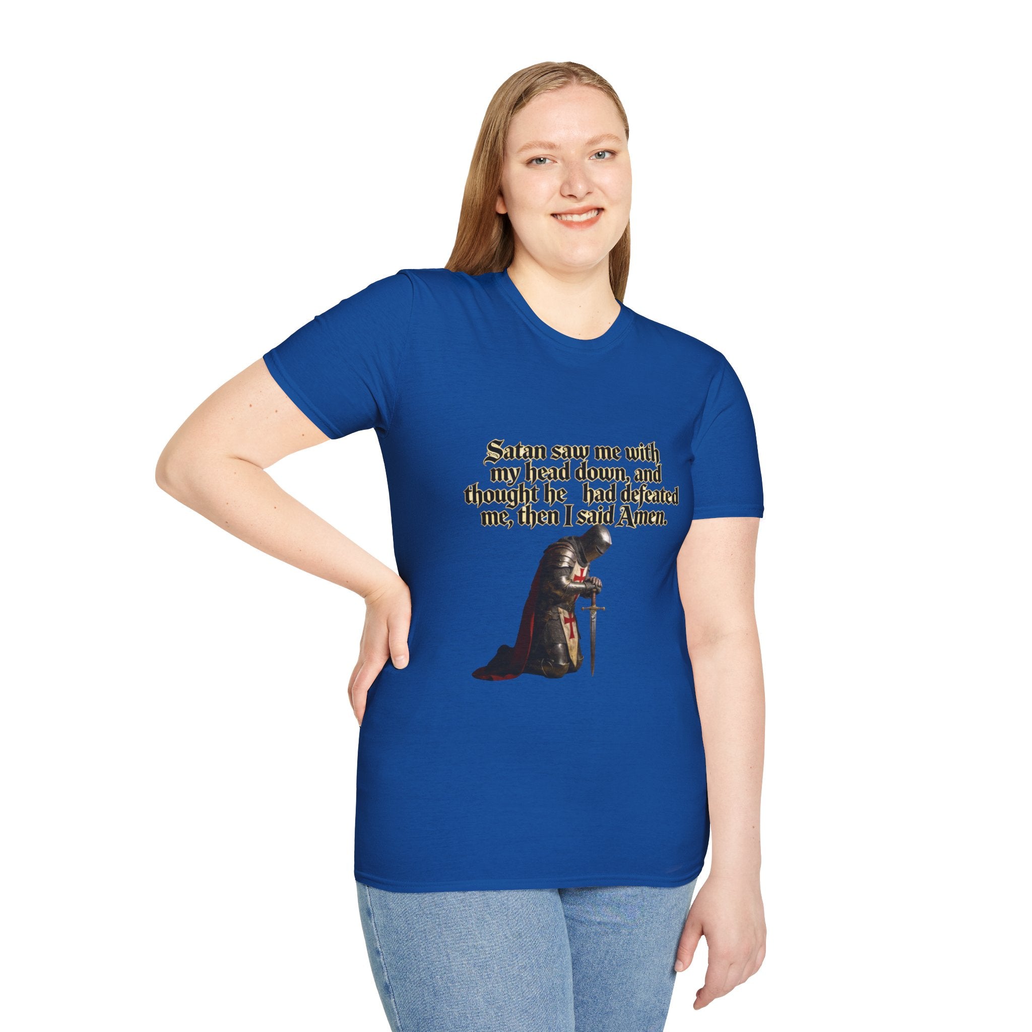 Christian Prayer T‑Shirt — "Satan Saw Me…Then I Said Amen" Faith Tee