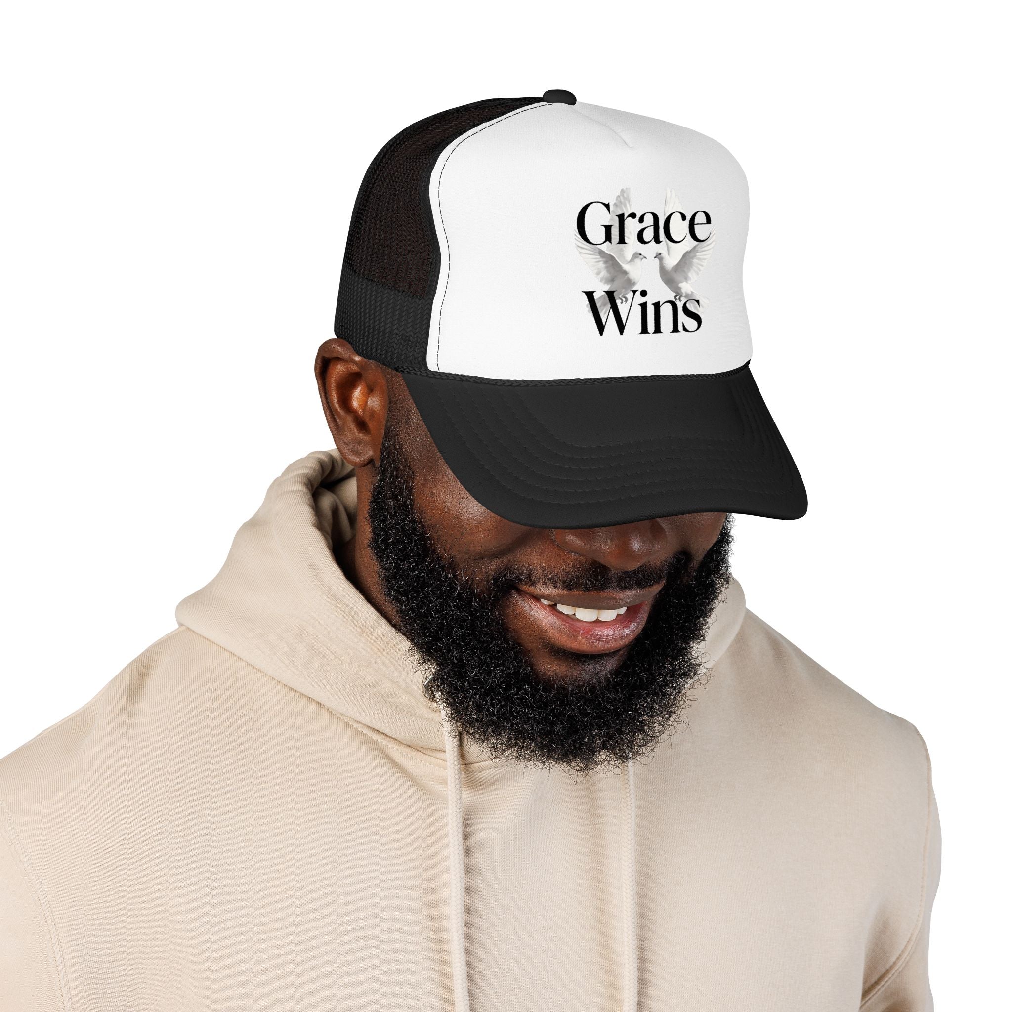 Grace Wins Trucker Hat — Inspirational Dove Foam Cap