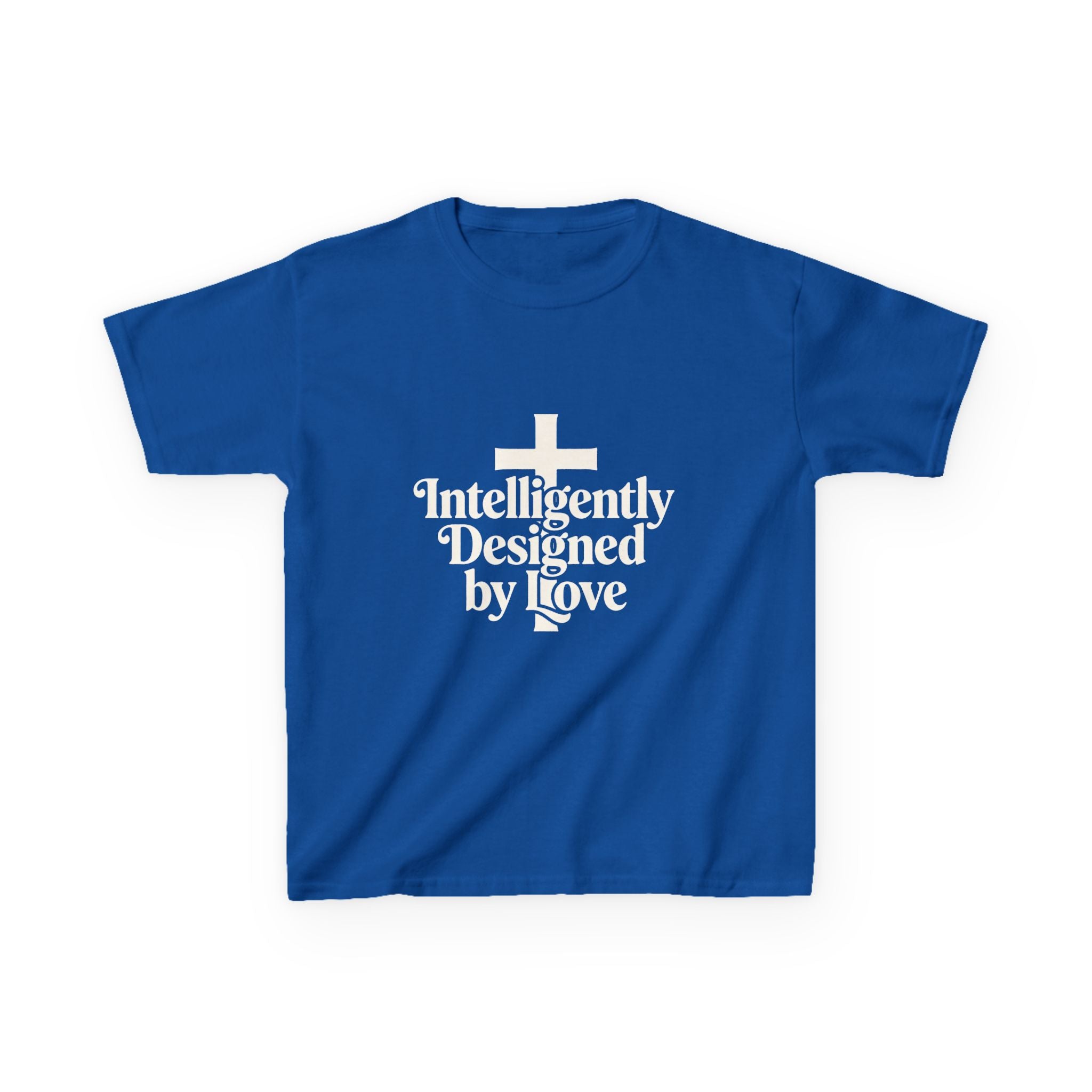 Kids Tee – "Intelligently Designed by Love" Christian Cross Shirt