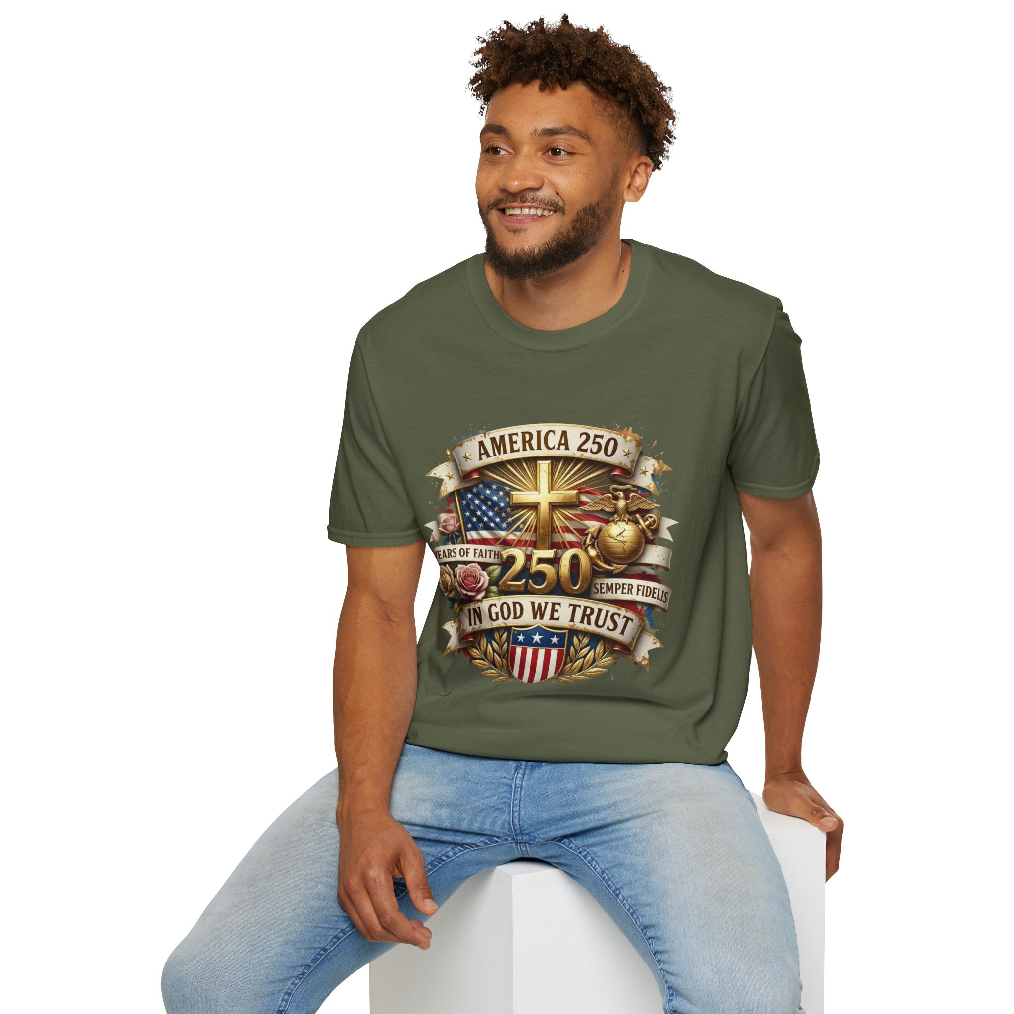 America 250 Christian T-Shirt — "In God We Trust" Patriotic Faith Tee
