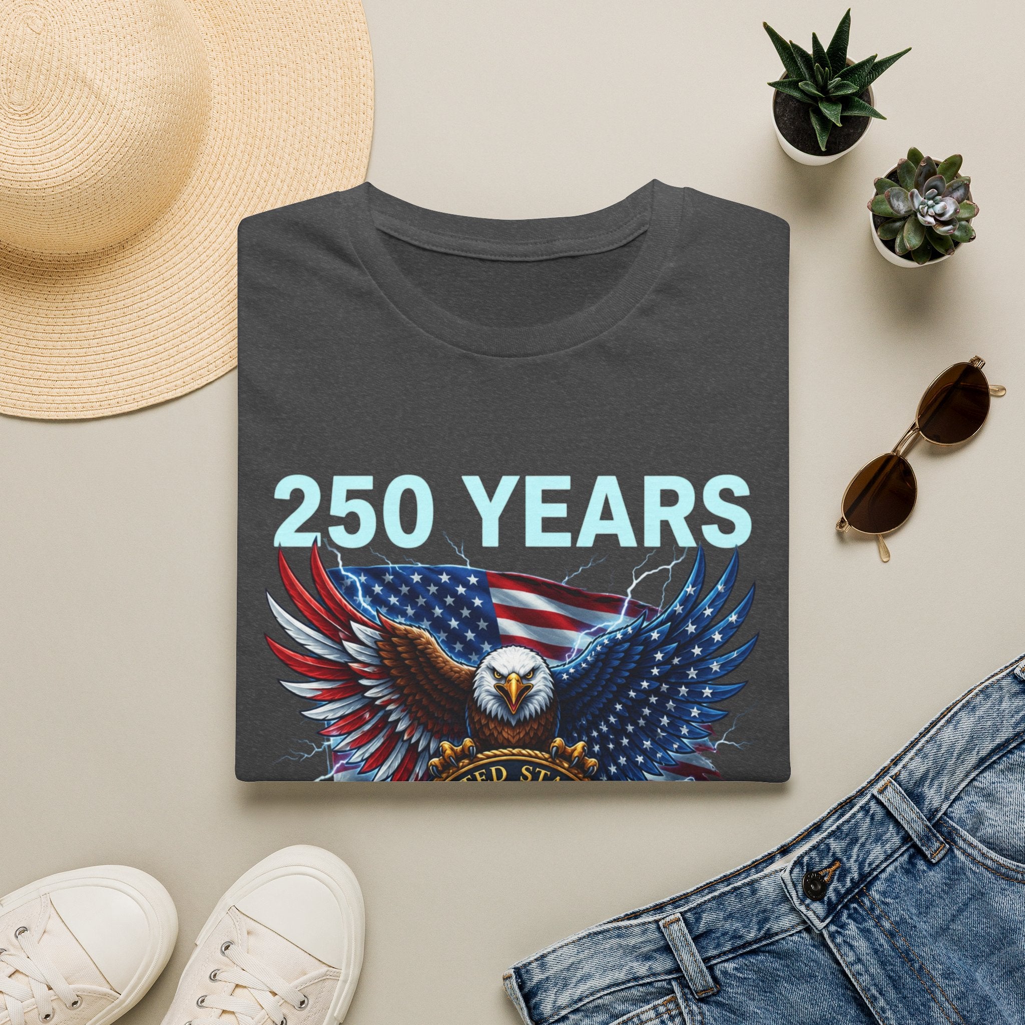 250 Years 1776–2026 Eagle Flag T-Shirt — Patriotic USA Anniversary Tee
