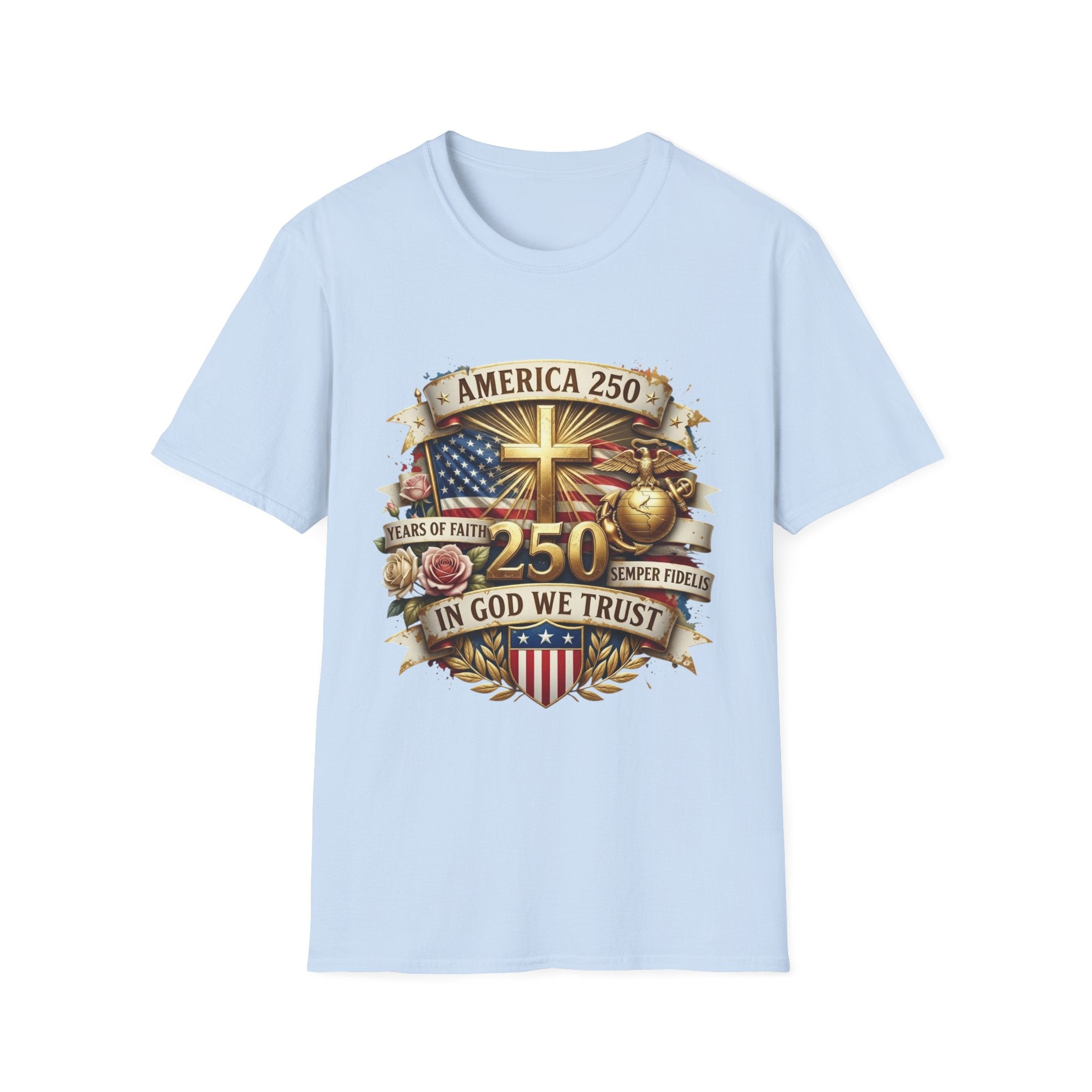 America 250 Christian T-Shirt — "In God We Trust" Patriotic Faith Tee