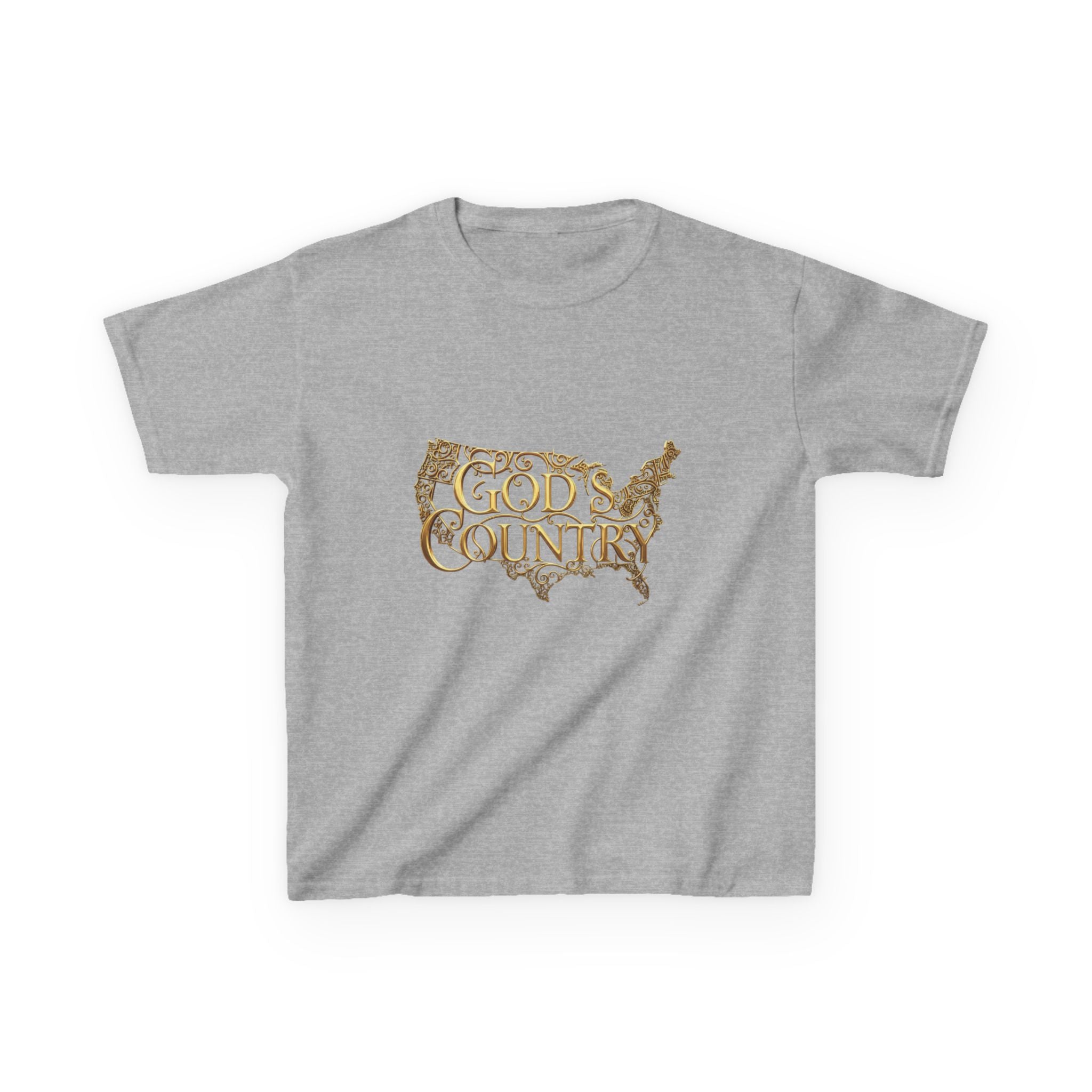 Kids T‑Shirt — "God's Country" USA Map Kids Tee (Patriotic Christian Youth Shirt)