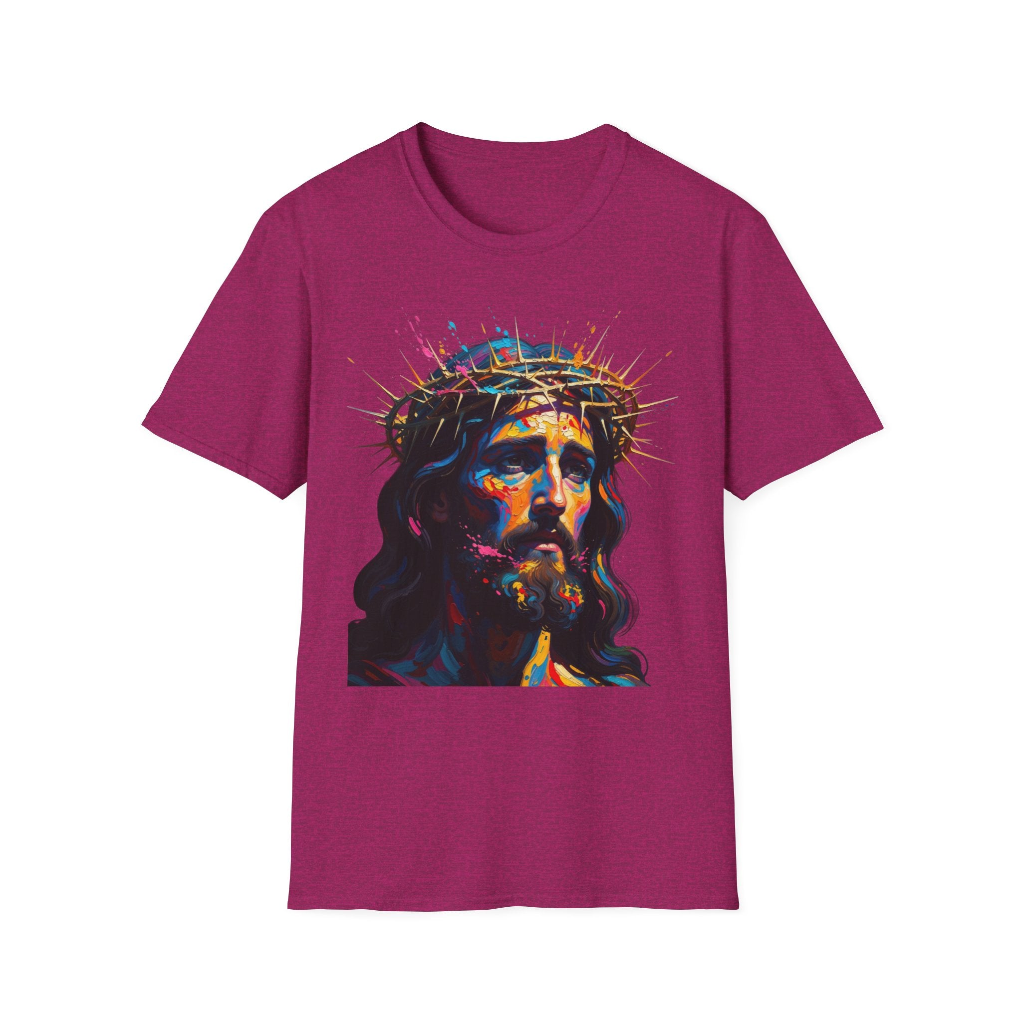 Jesus with Crown of Thorns T-Shirt | Colorful Portrait, Religious Christian Tee