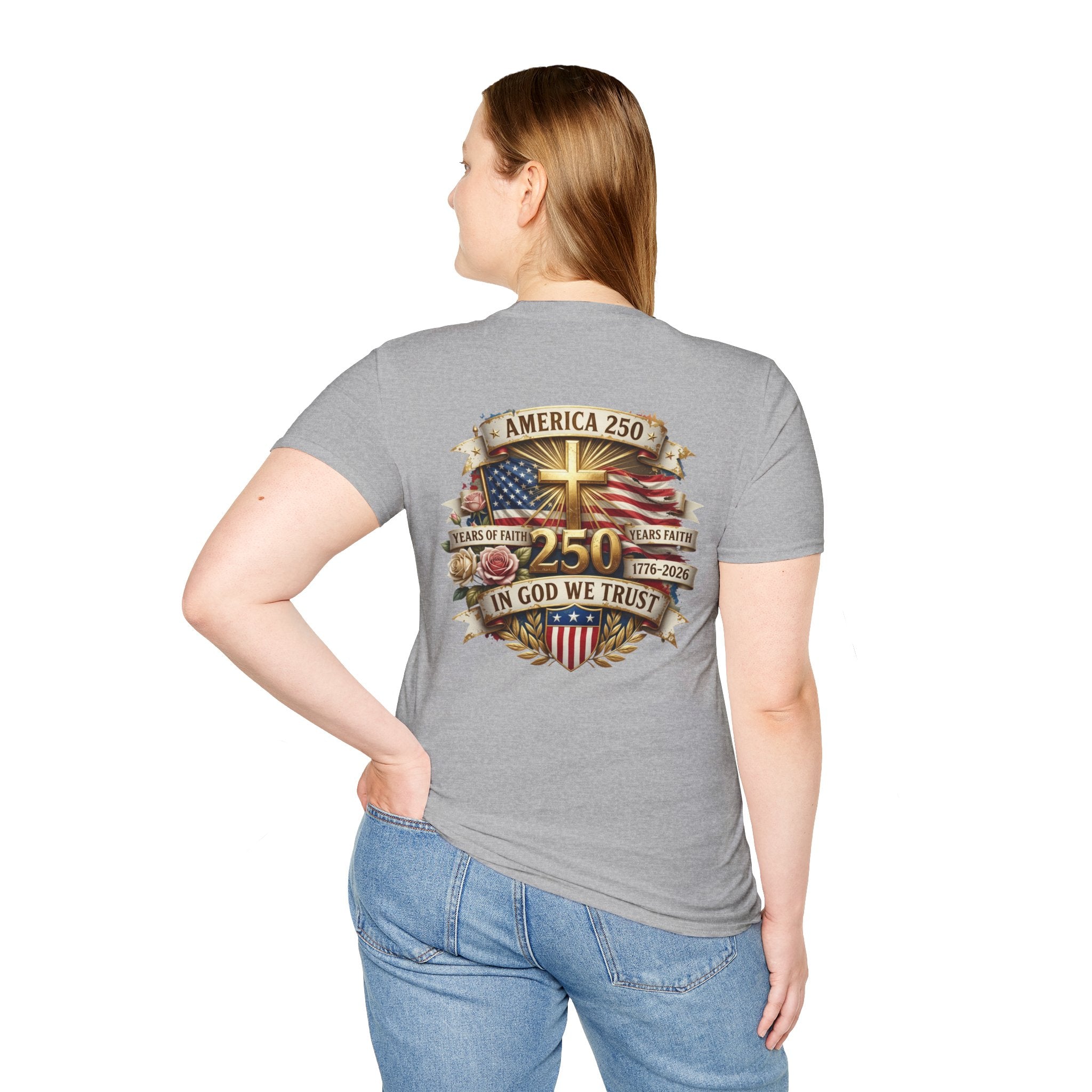 His Life Apparel Christian American 250 T‑Shirt — Three Crosses Faith Graphic