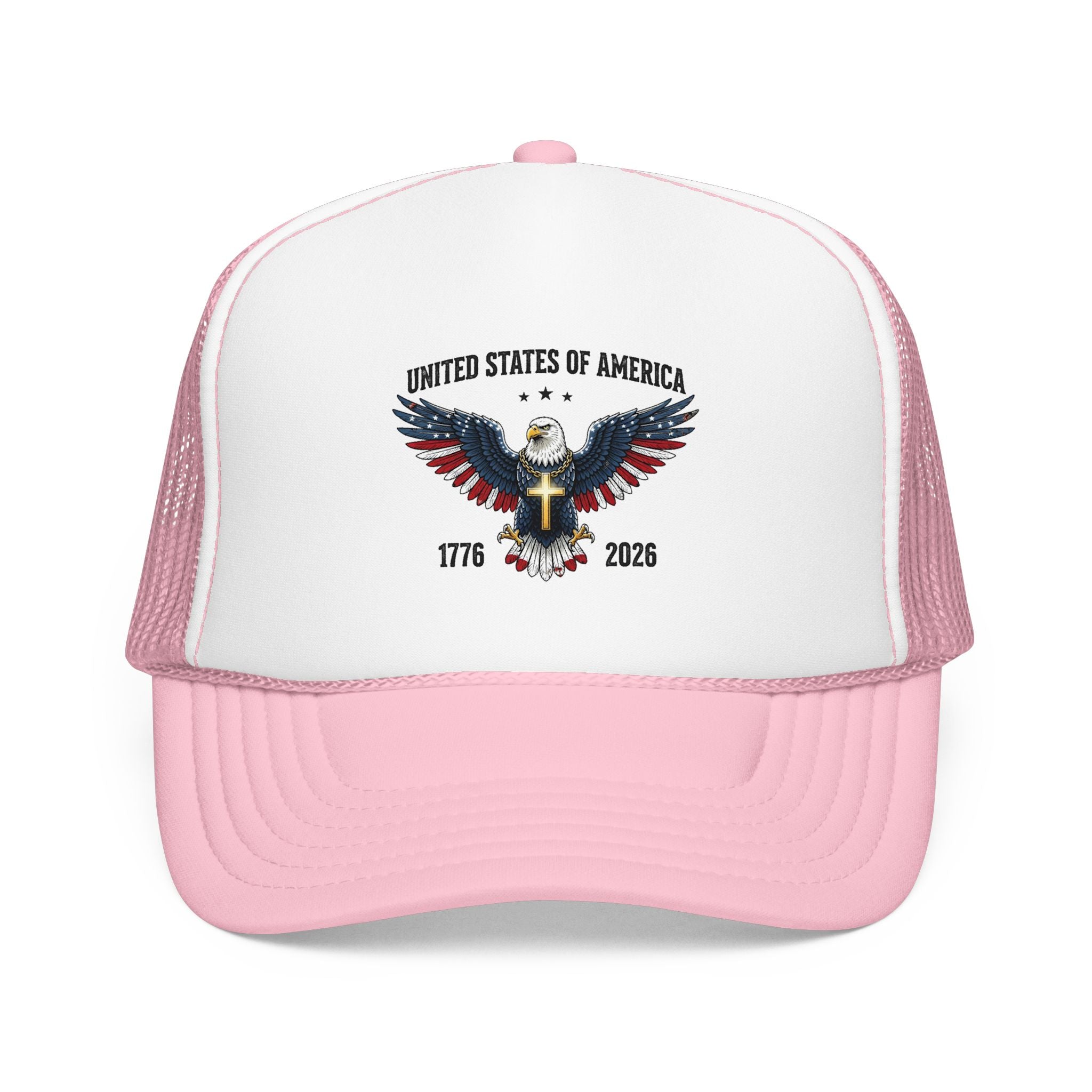 American Eagle Trucker Hat – Patriotic Cross & Flag Design