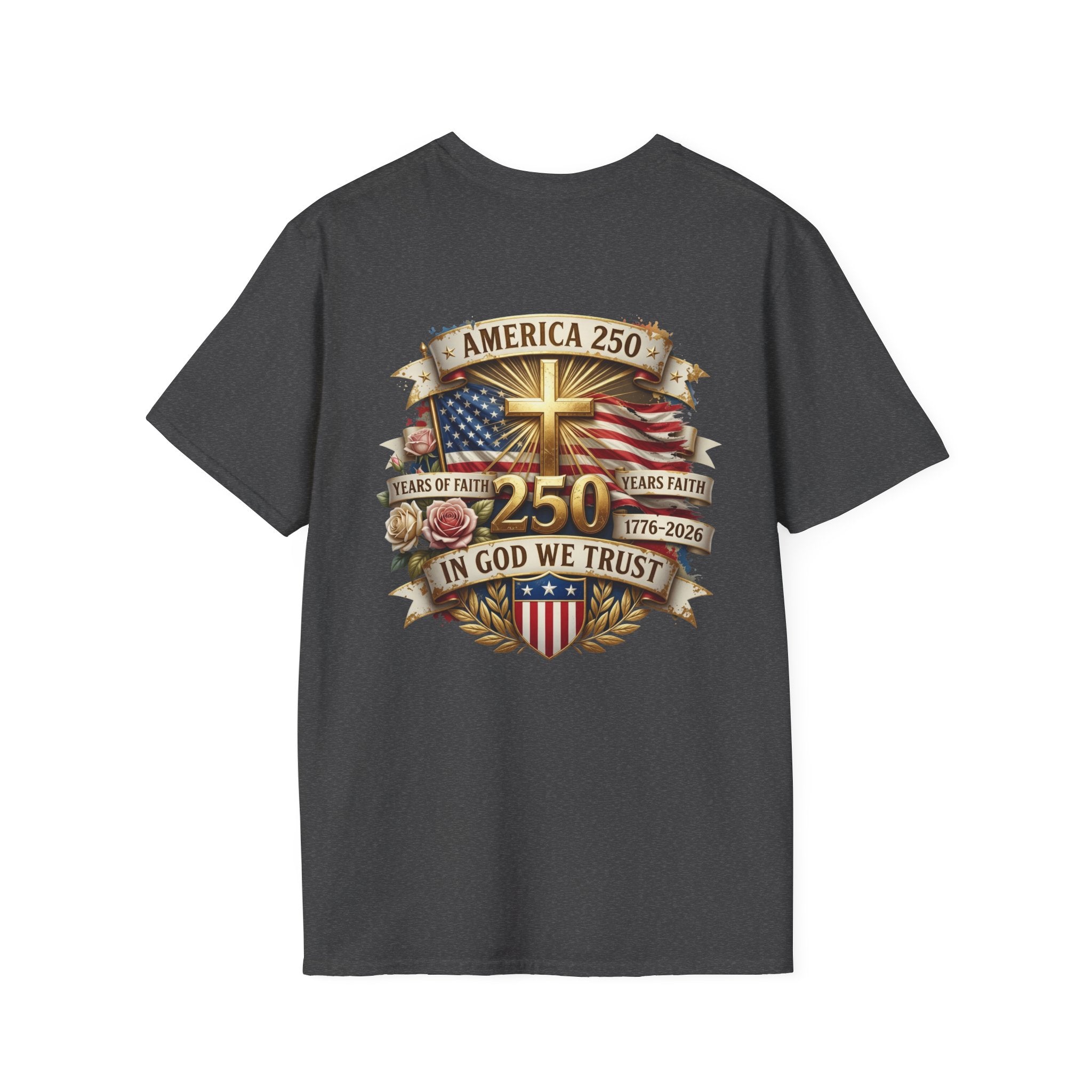 His Life Apparel Christian American 250 T‑Shirt — Three Crosses Faith Graphic