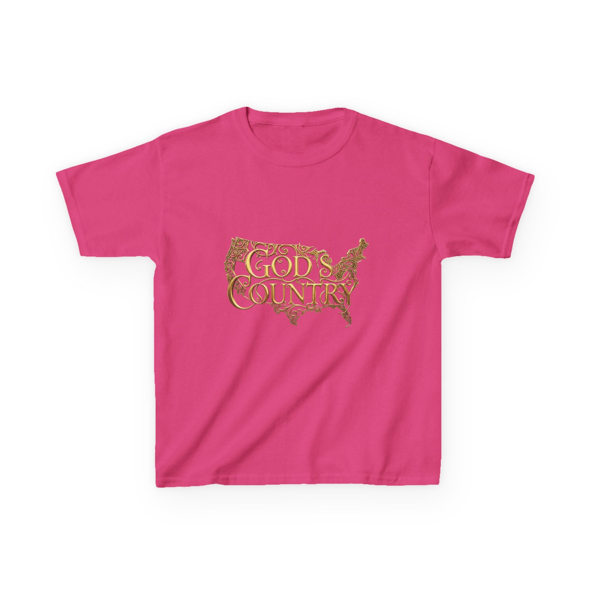 Kids T‑Shirt — "God's Country" USA Map Kids Tee (Patriotic Christian Youth Shirt)