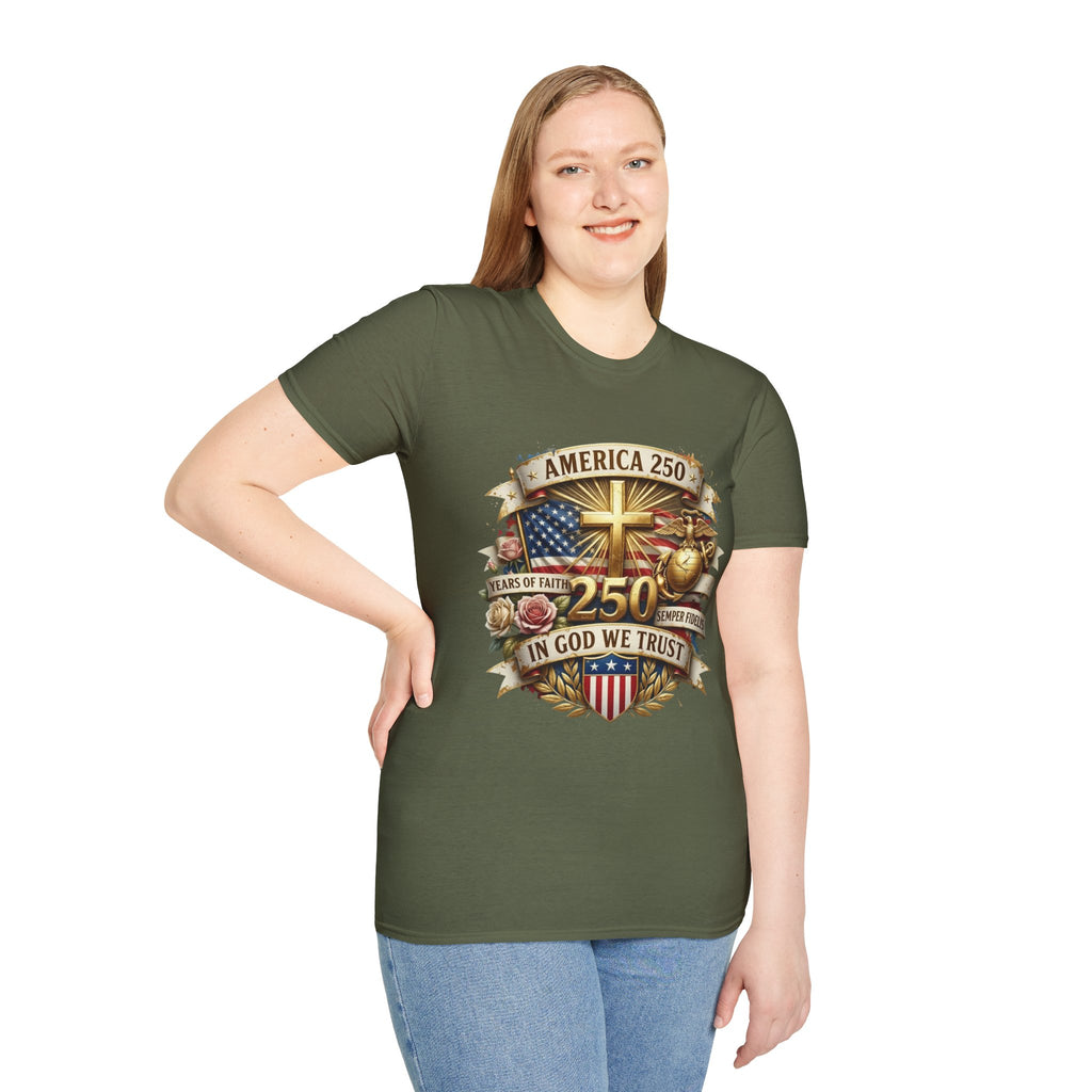 America 250 Christian T-Shirt — "In God We Trust" Patriotic Faith Tee