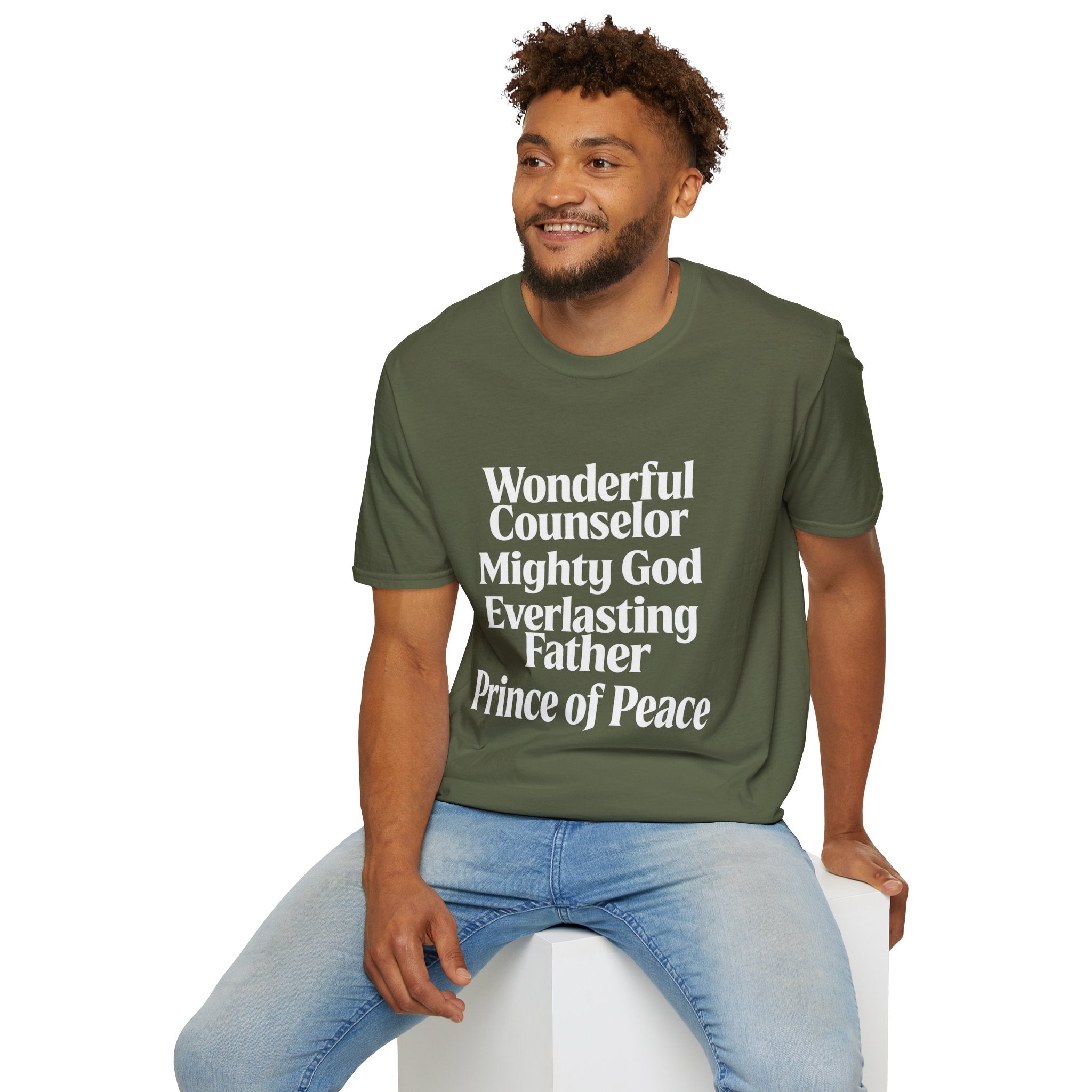 Names of Jesus from Isaiah T-Shirt — Plain Softstyle Crew Tee