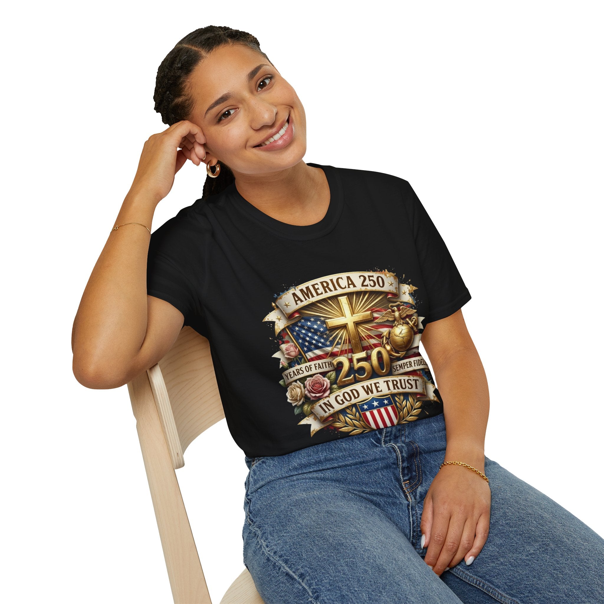 America 250 Christian T-Shirt — "In God We Trust" Patriotic Faith Tee