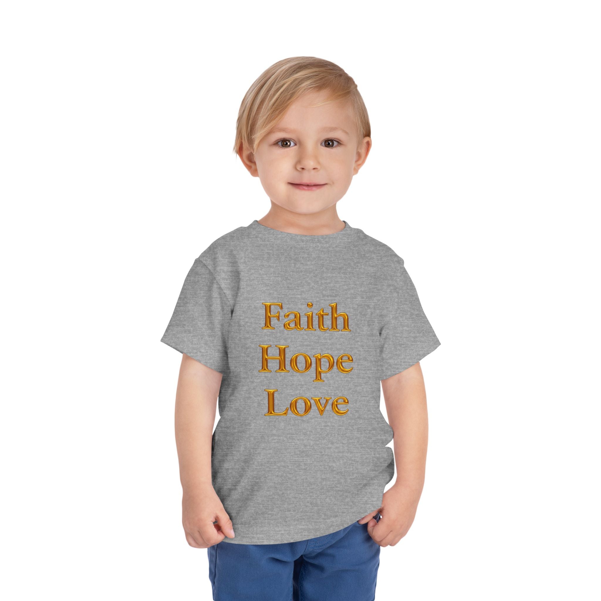 Toddler Tee — Faith Hope Love Gold Text