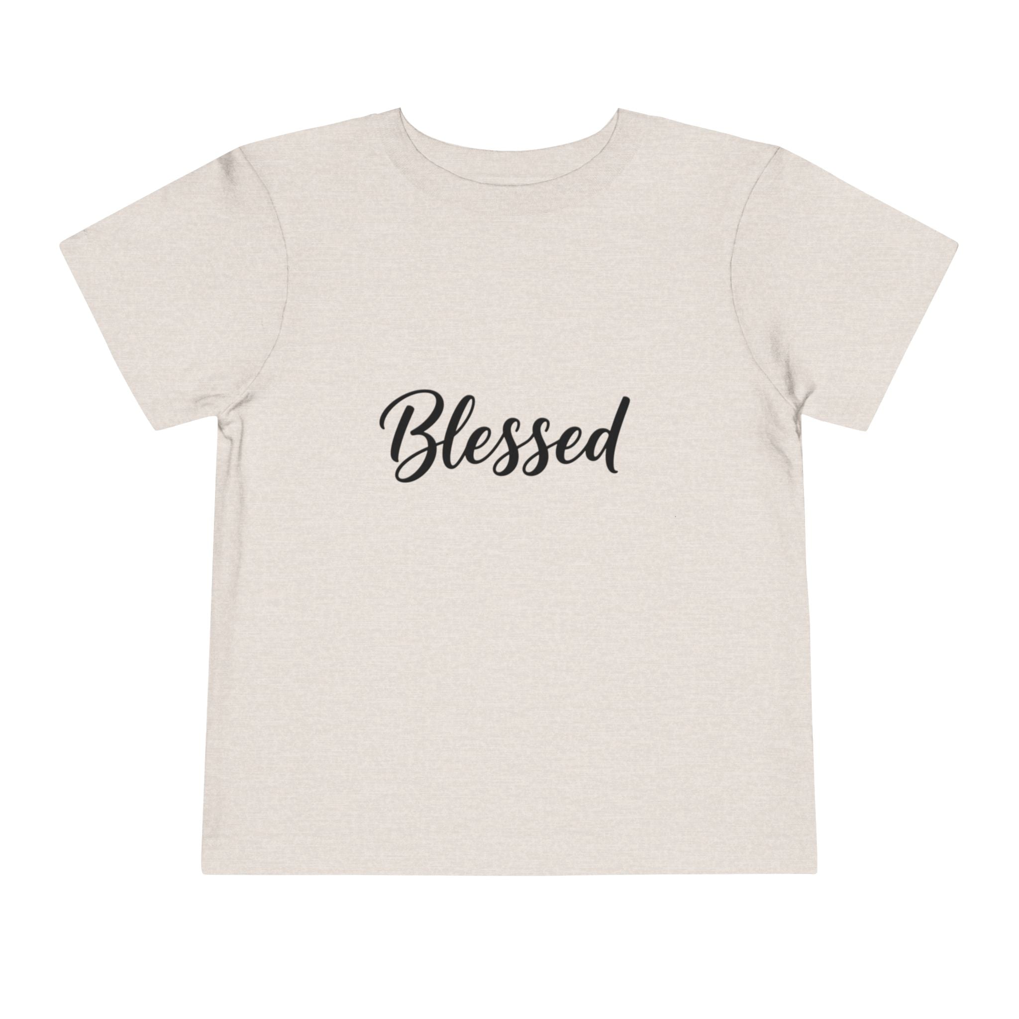 Blessed Toddler Tee — White Short Sleeve Baby Shirt with Script Text