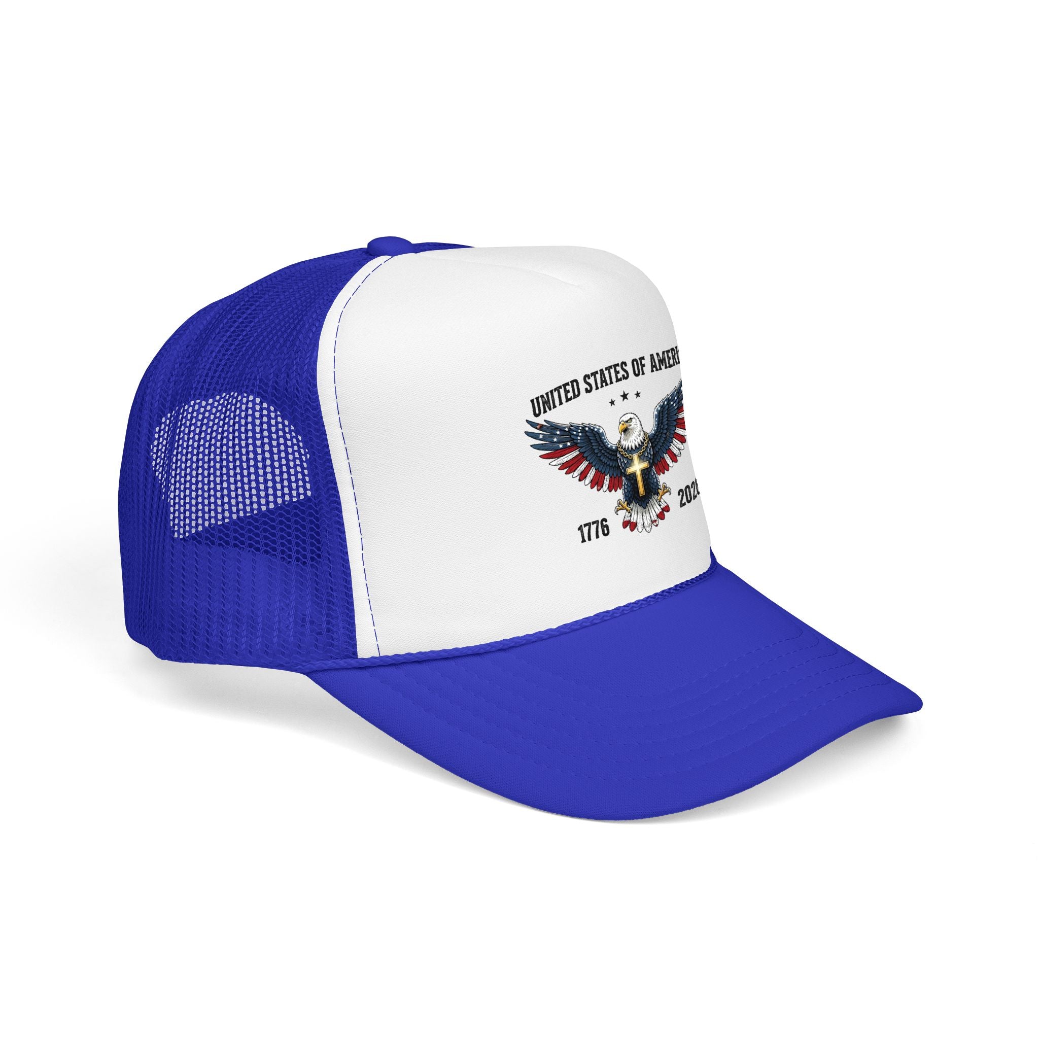 American Eagle Trucker Hat – Patriotic Cross & Flag Design