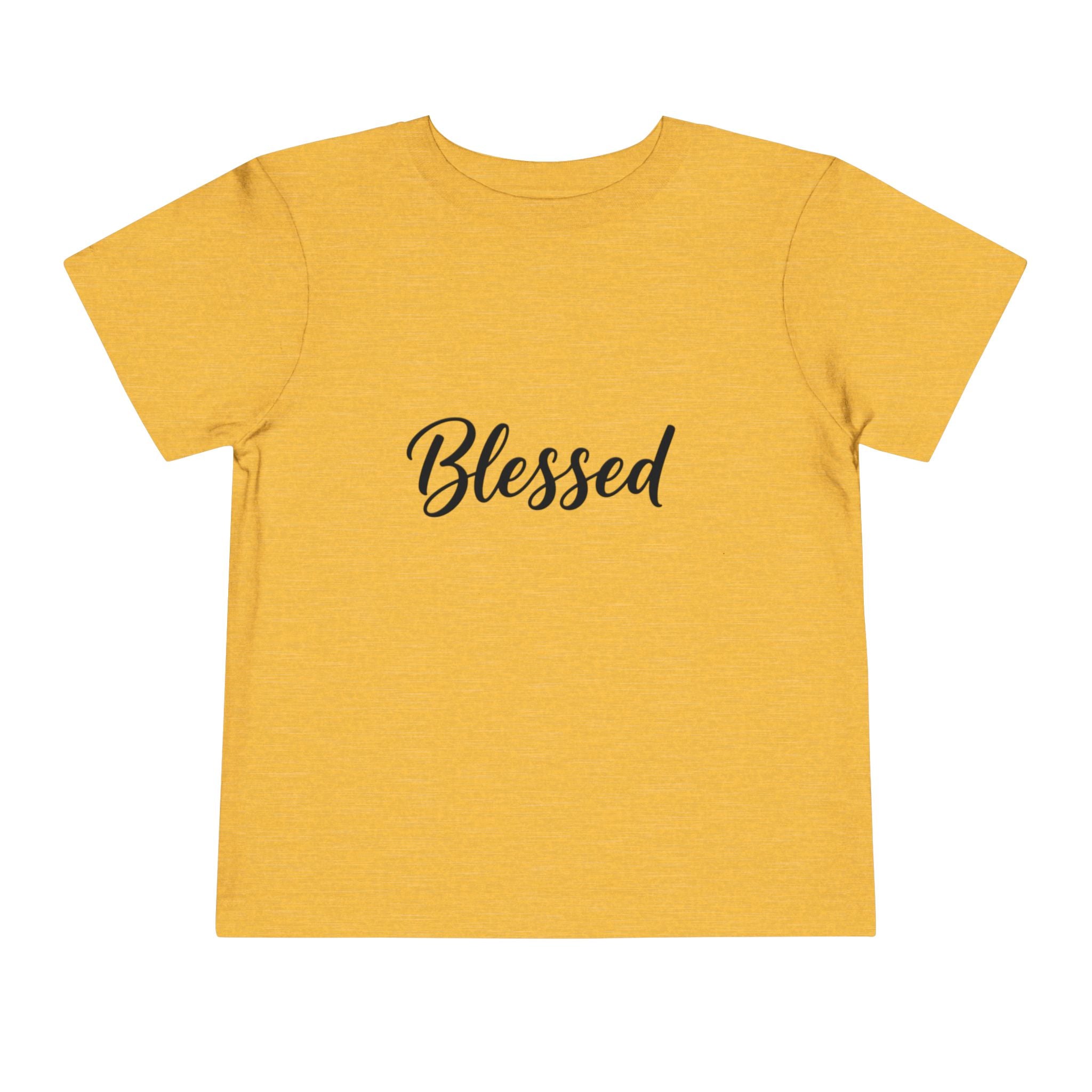 Blessed Toddler Tee — White Short Sleeve Baby Shirt with Script Text