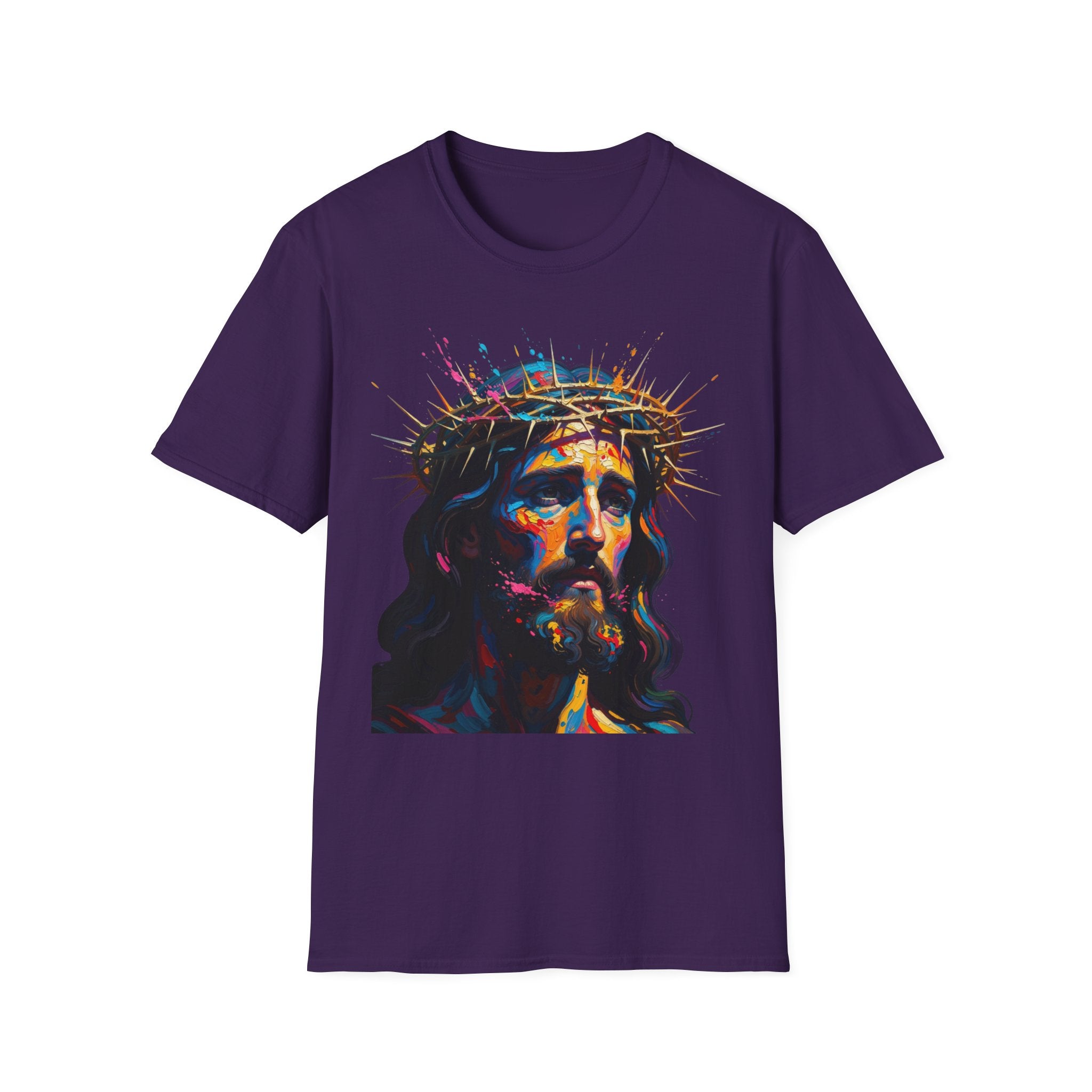 Jesus with Crown of Thorns T-Shirt | Colorful Portrait, Religious Christian Tee