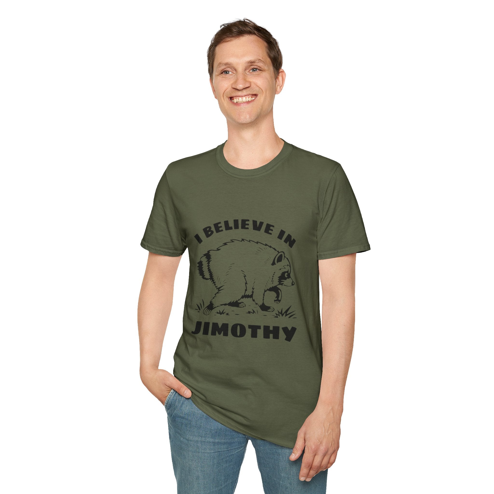 I Believe in Jimothy T-Shirt — Funny Raccoon Graphic Tee
