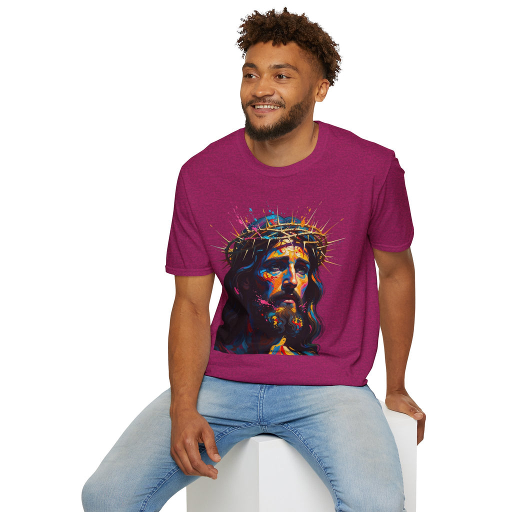 Jesus with Crown of Thorns T-Shirt | Colorful Portrait, Religious Christian Tee