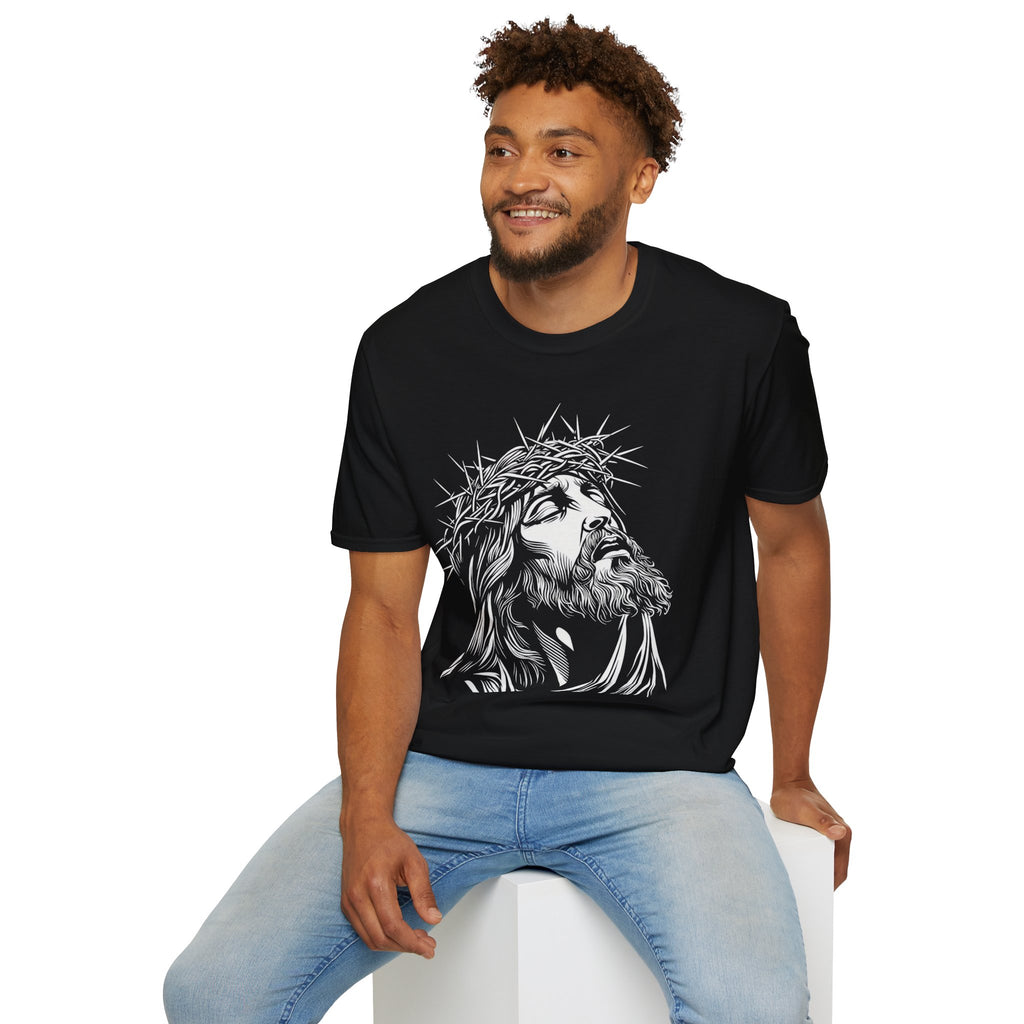 Jesus Portrait T-Shirt – Crown of Thorns Christian Faith Tee