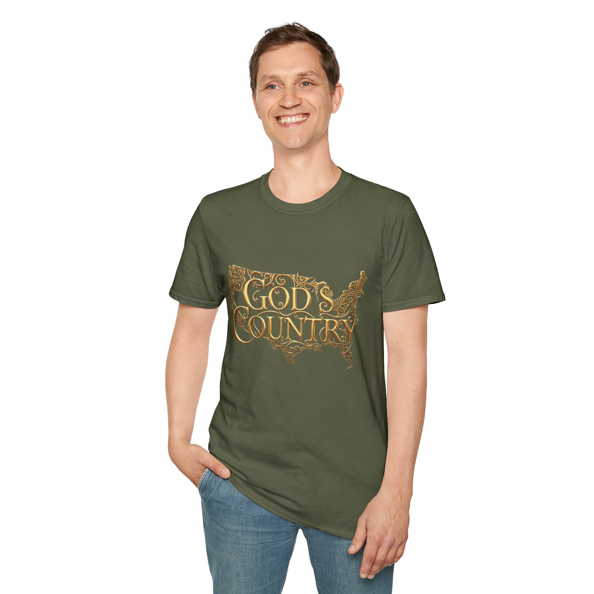 God's Country T-Shirt — Vintage USA Map Faith Tee