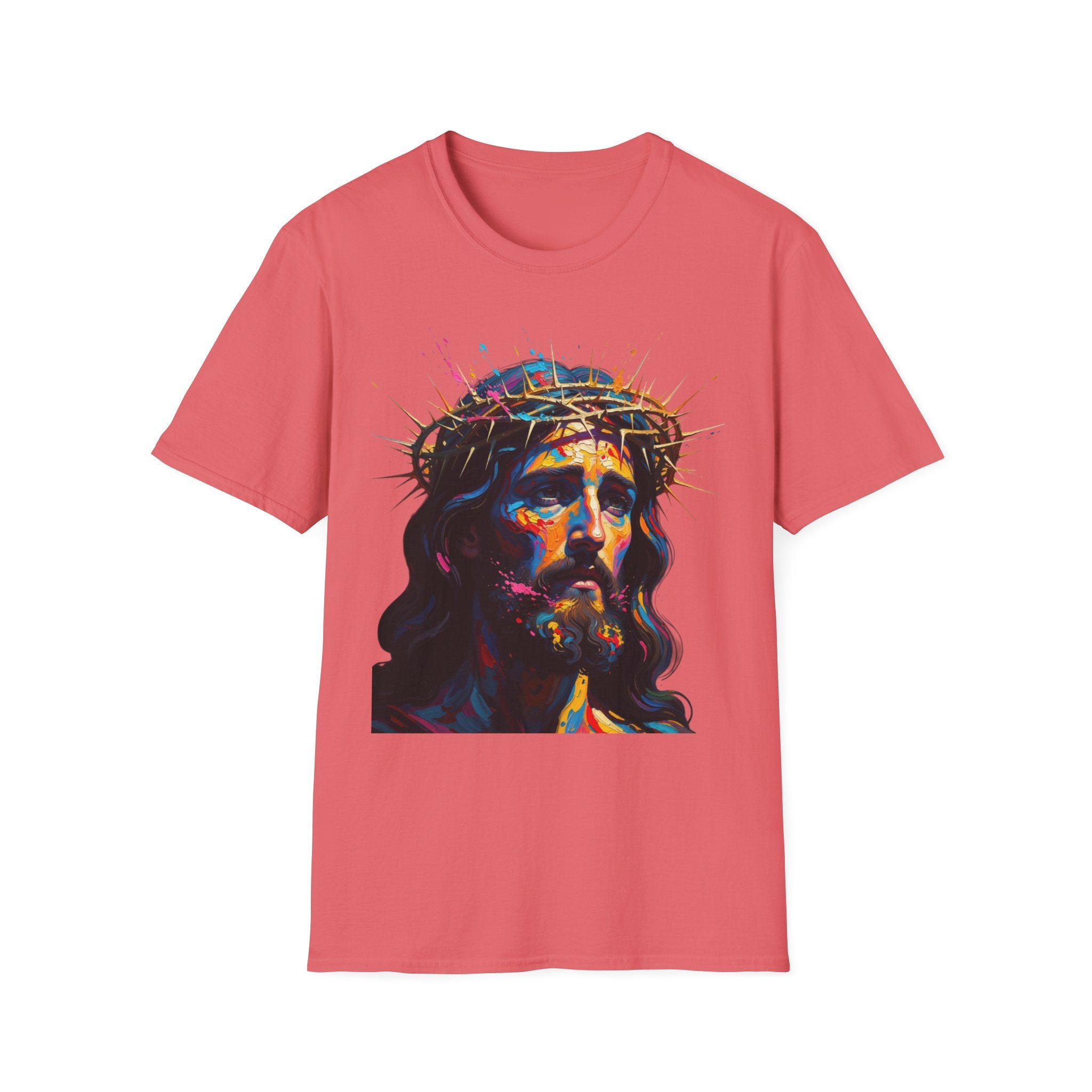 Jesus with Crown of Thorns T-Shirt | Colorful Portrait, Religious Christian Tee