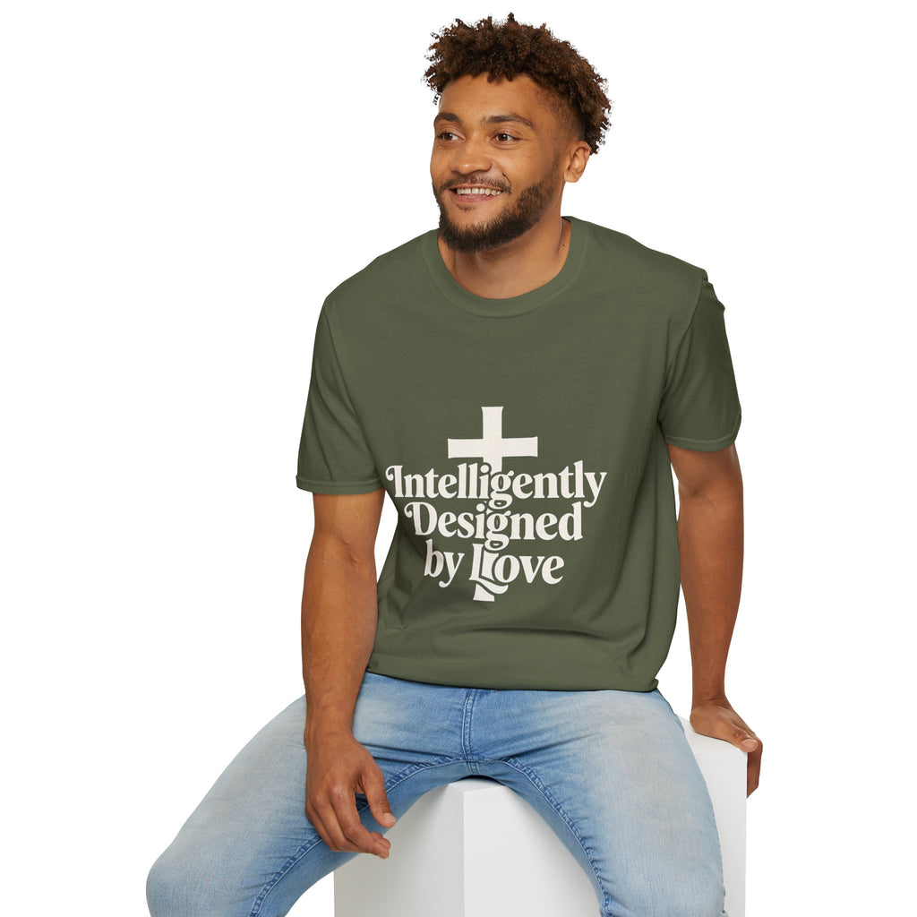Christian T-Shirt — "Intelligently Designed by Love" Cross Faith Tee