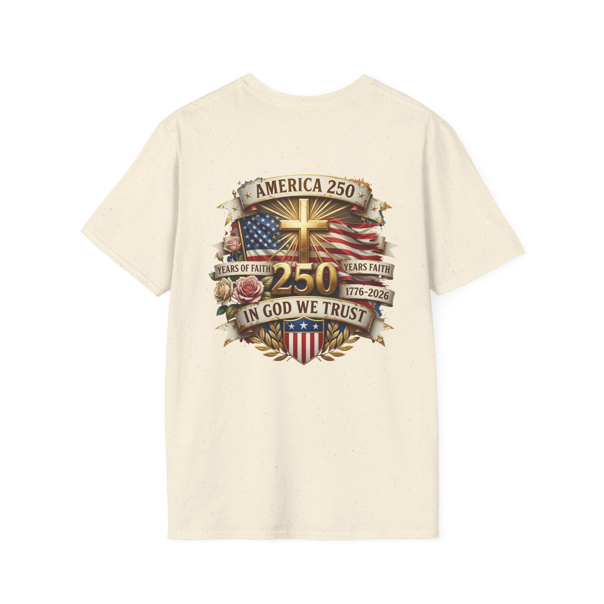 His Life Apparel Christian American 250 T‑Shirt — Three Crosses Faith Graphic