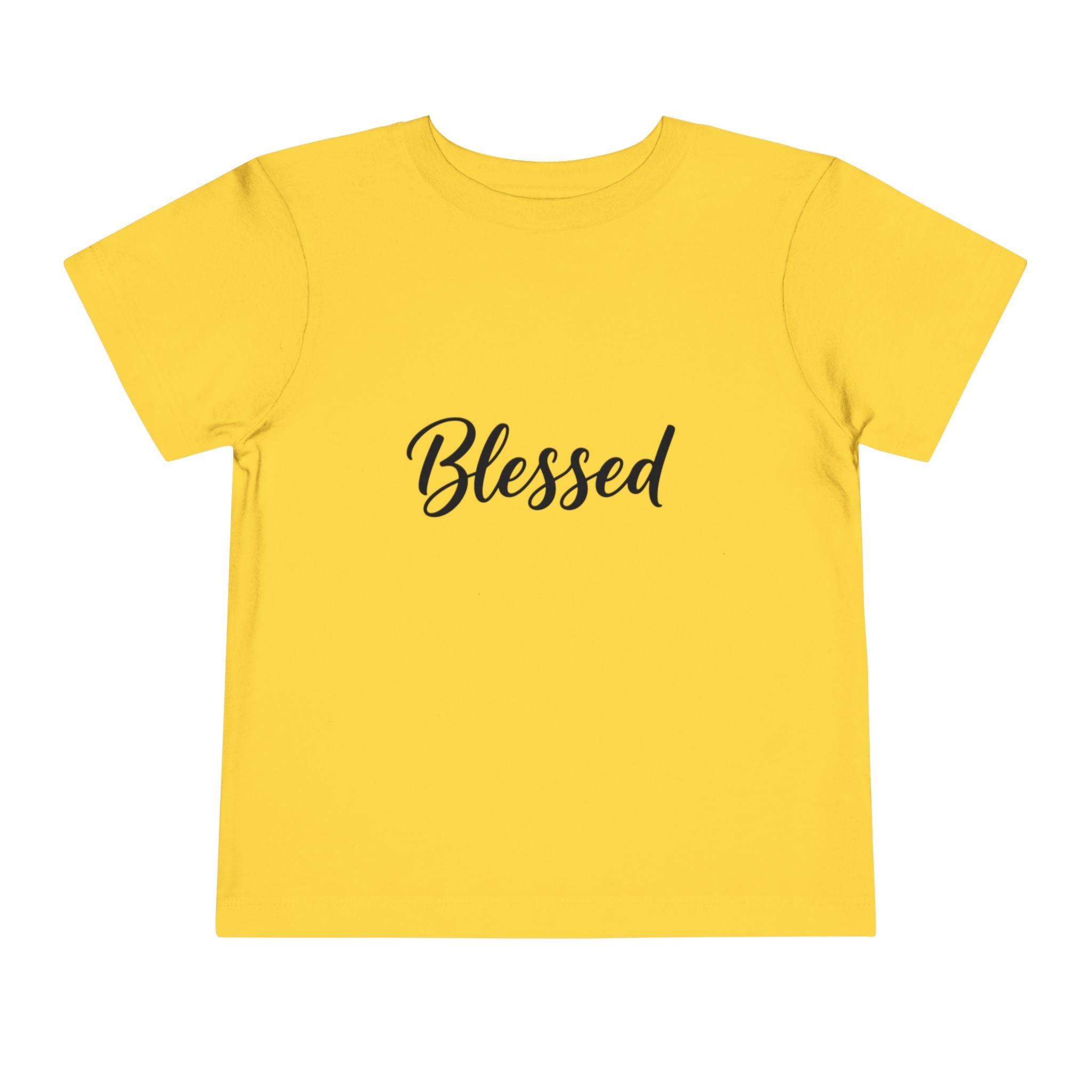 Blessed Toddler Tee — White Short Sleeve Baby Shirt with Script Text