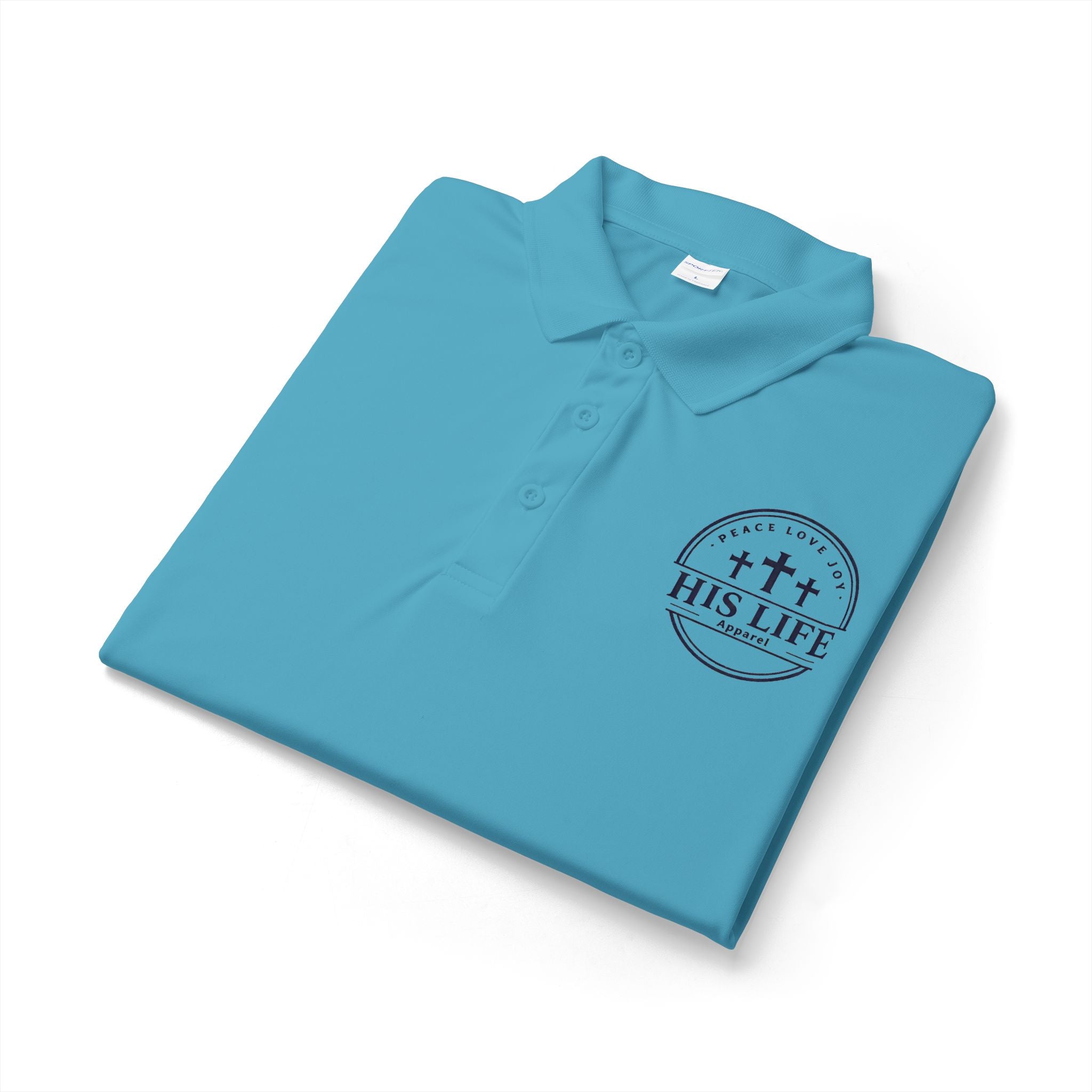 His Life Polo Shirt — Christian Cross Faith Logo Embroidered Polo