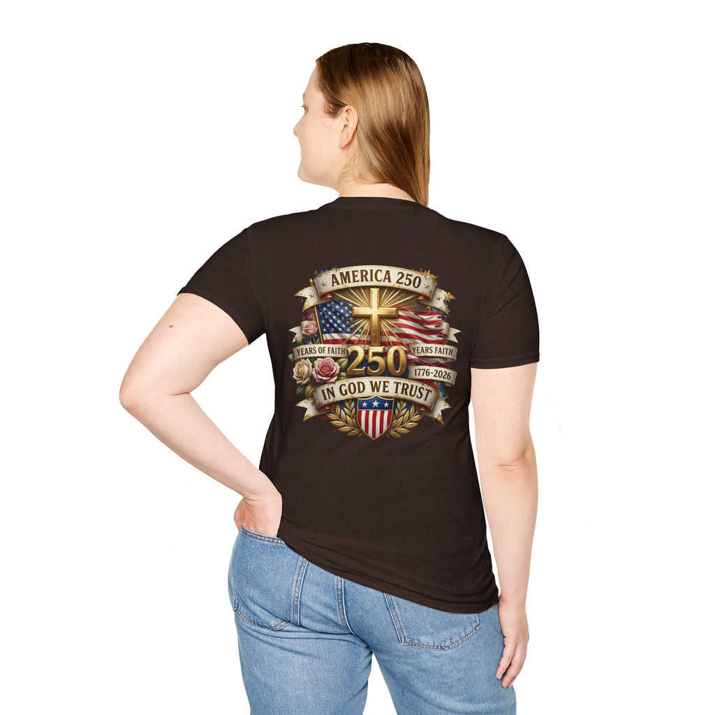His Life Apparel Christian American 250 T‑Shirt — Three Crosses Faith Graphic