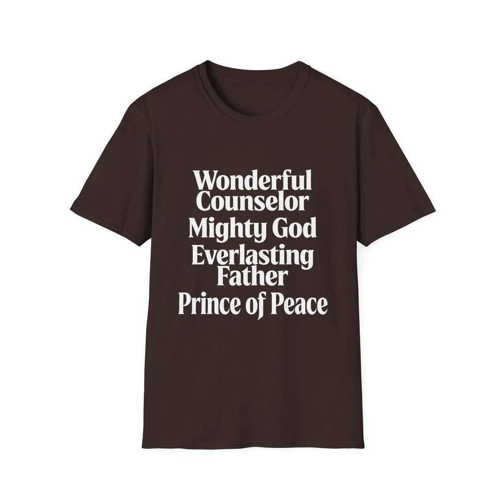Names of Jesus from Isaiah T-Shirt — Plain Softstyle Crew Tee