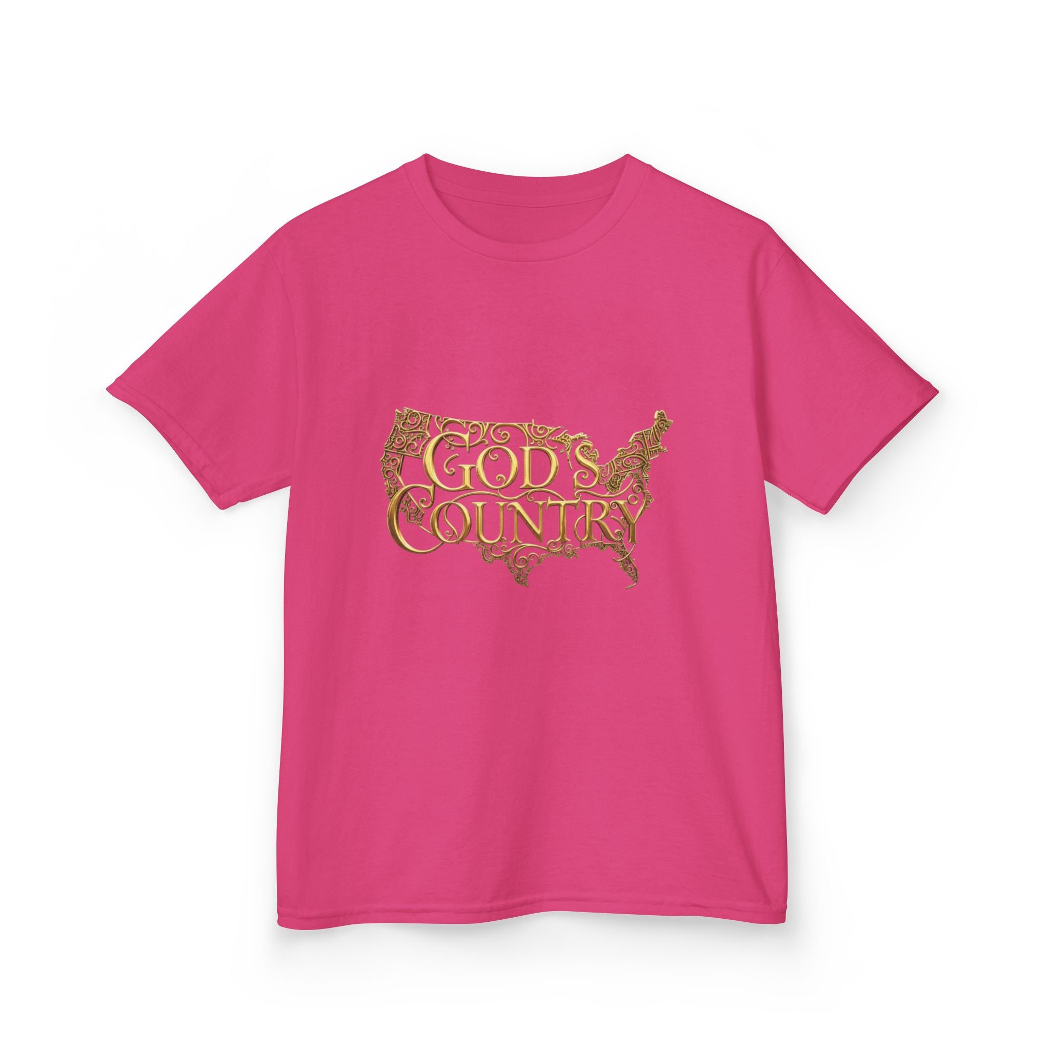 Kids T‑Shirt — "God's Country" USA Map Kids Tee (Patriotic Christian Youth Shirt)