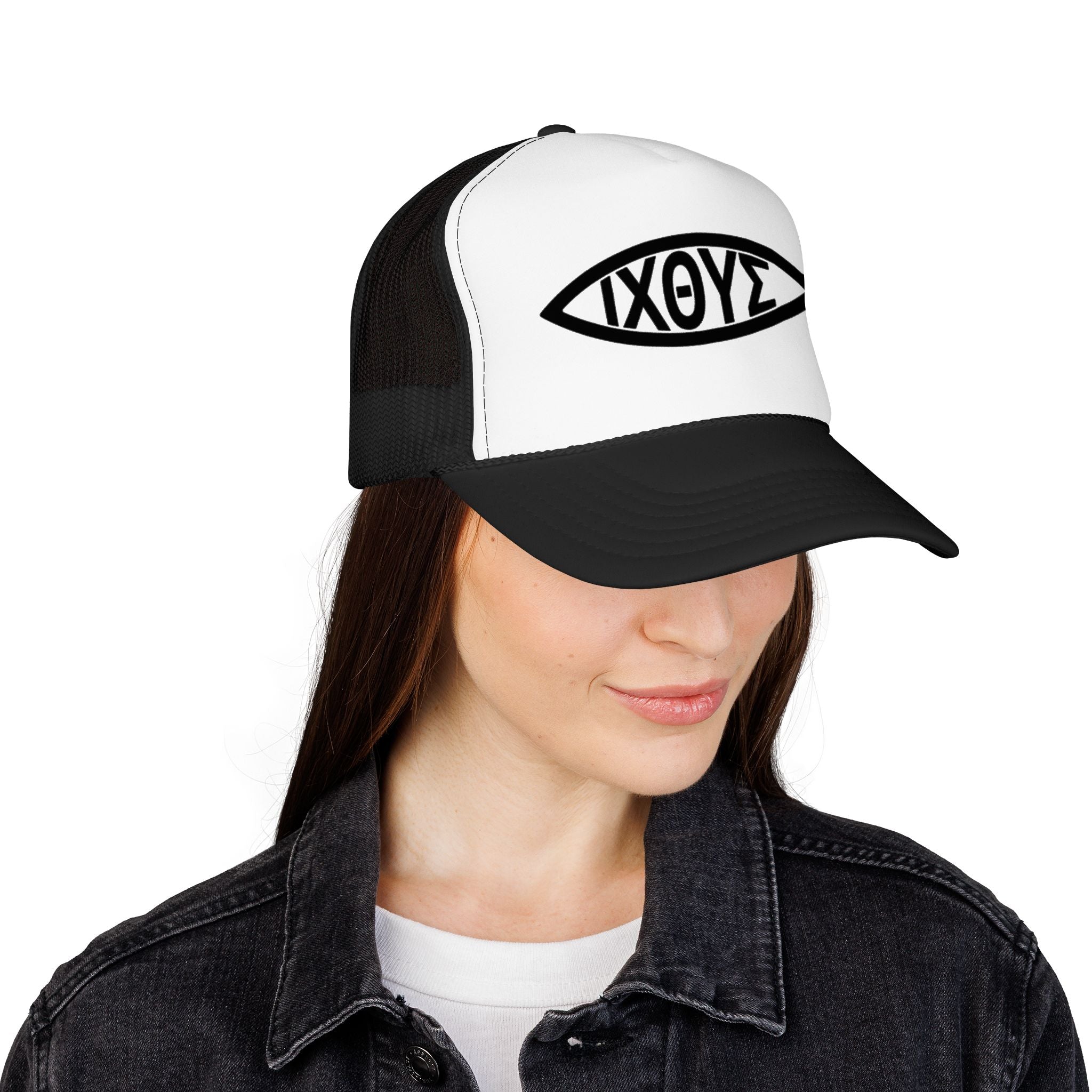 Christian Fish Trucker Hat with ΙΧΘΥΣ Ichthys Design