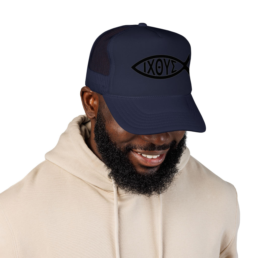 Christian Fish Trucker Hat with ΙΧΘΥΣ Ichthys Design