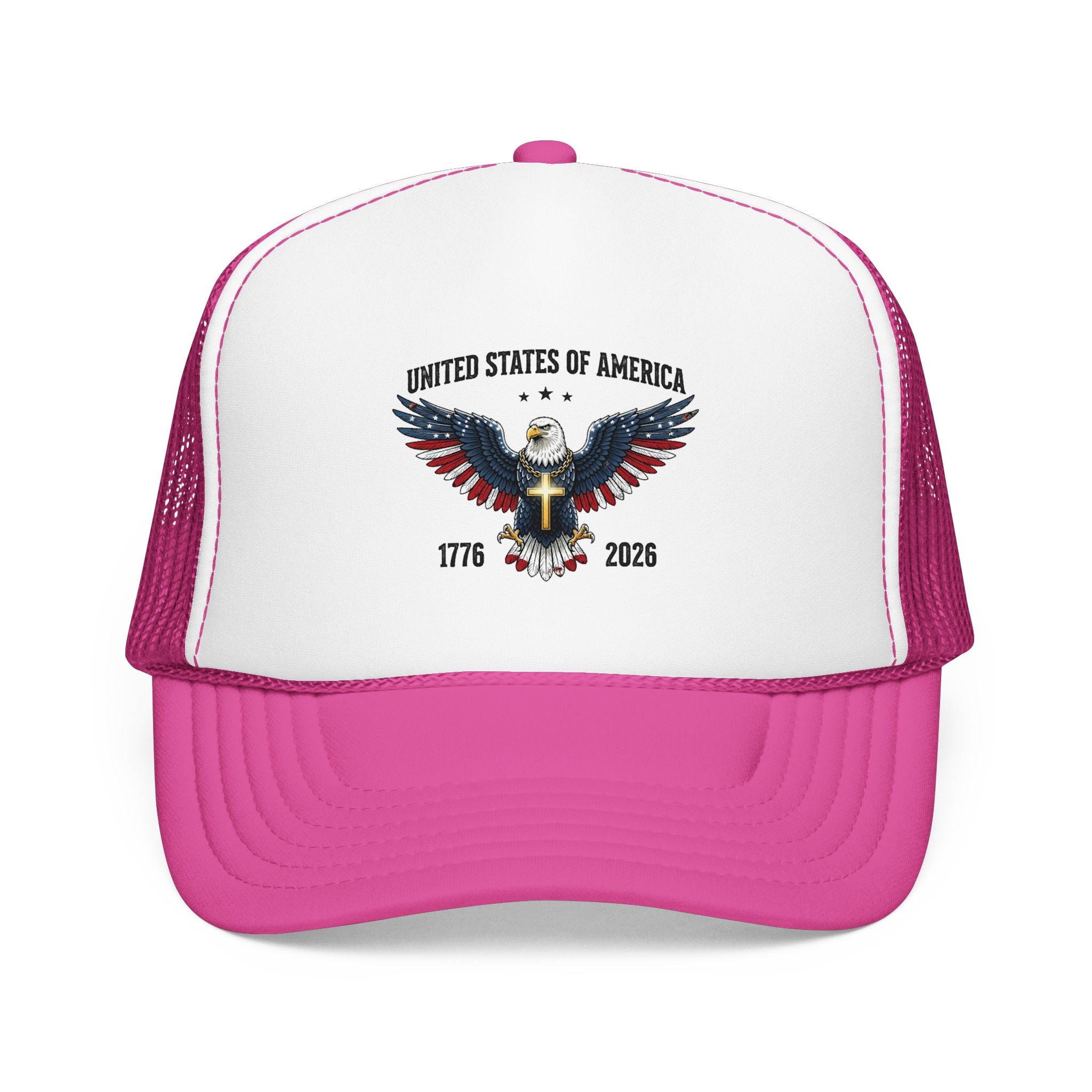 American Eagle Trucker Hat – Patriotic Cross & Flag Design
