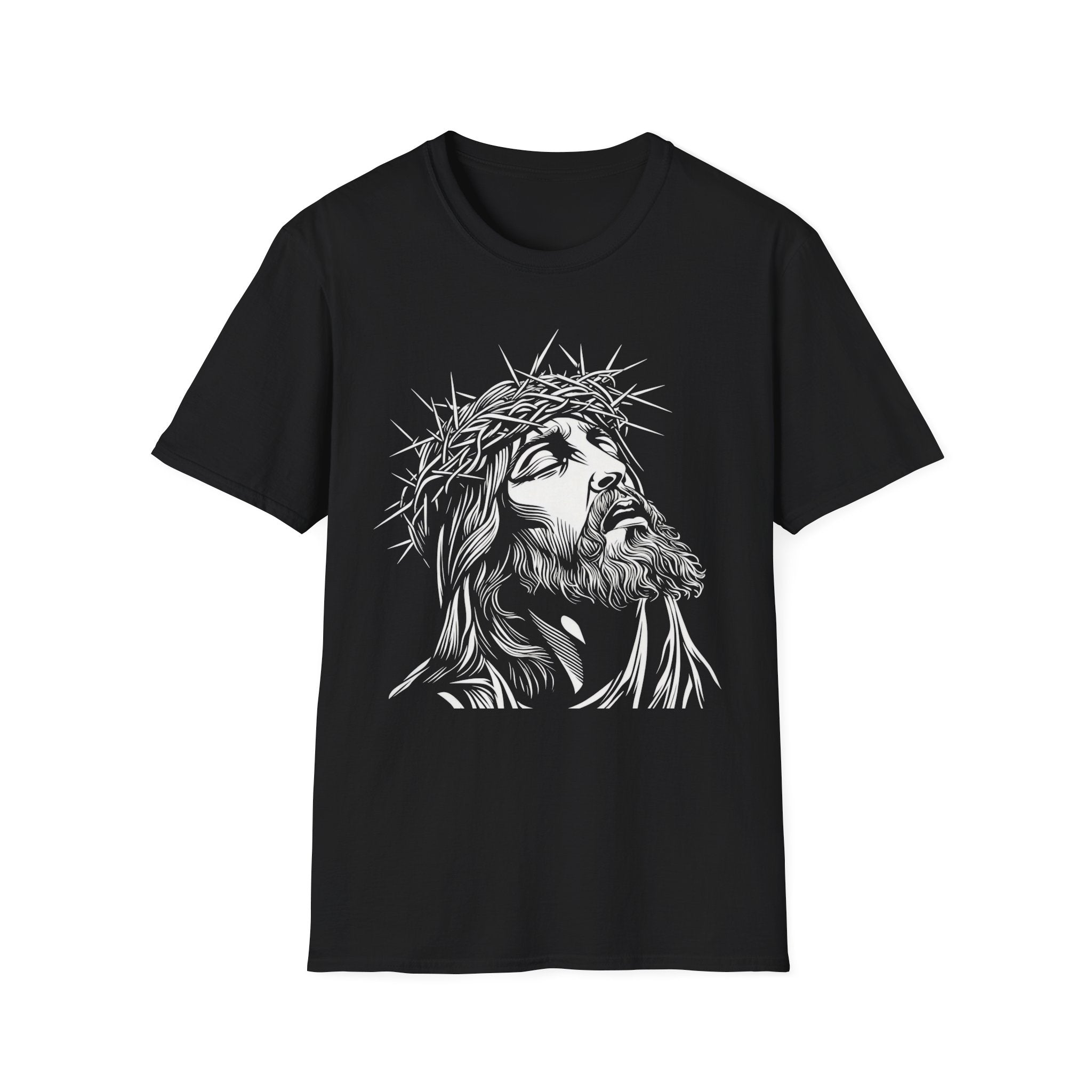 Jesus Portrait T-Shirt – Crown of Thorns Christian Faith Tee