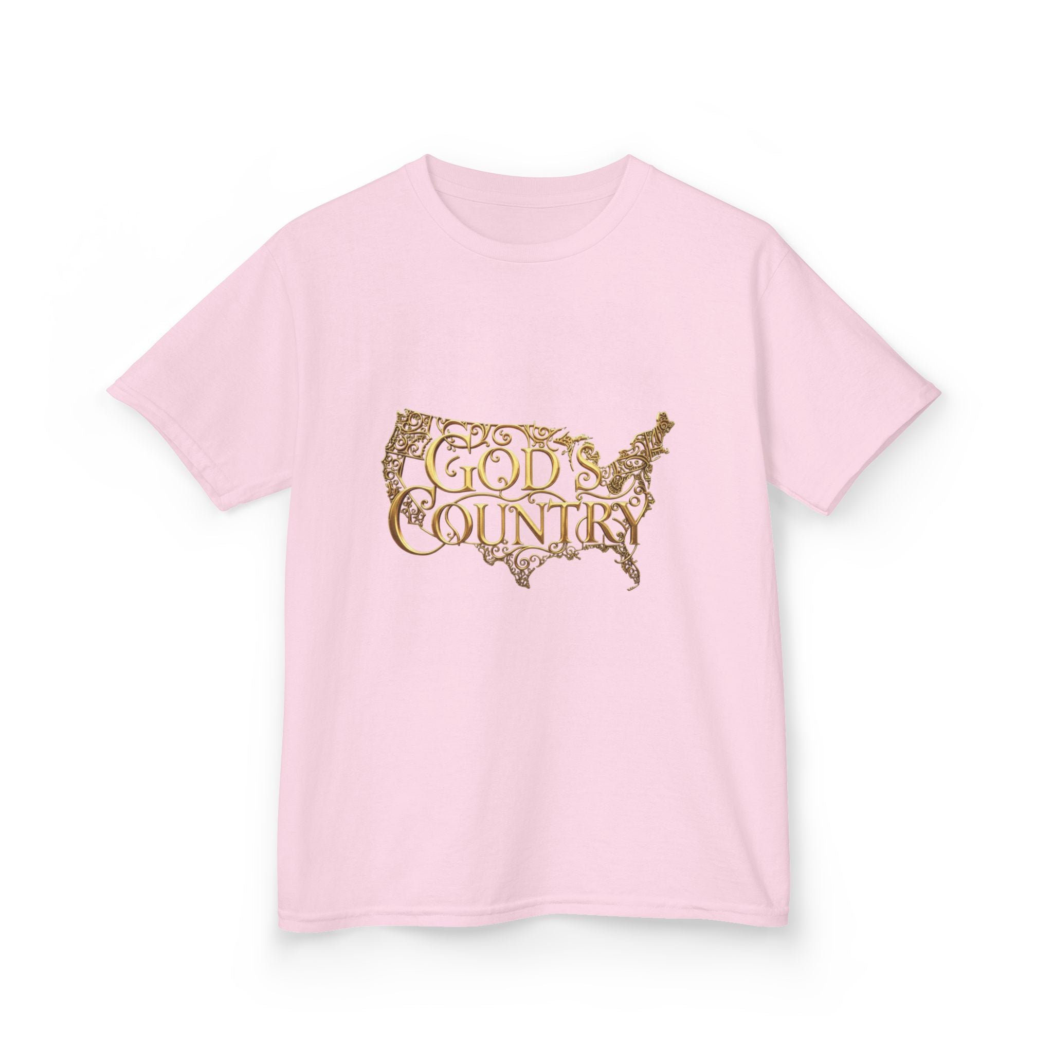 Kids T‑Shirt — "God's Country" USA Map Kids Tee (Patriotic Christian Youth Shirt)