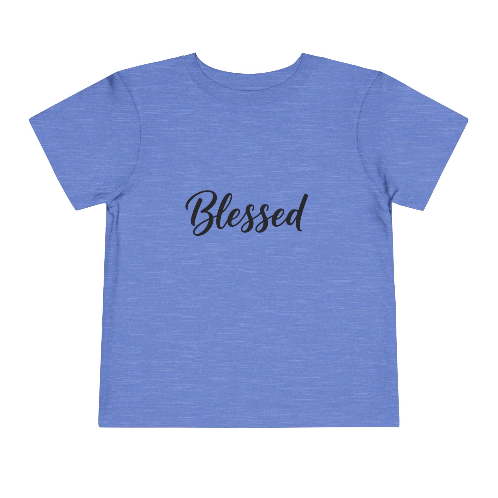 Blessed Toddler Tee — White Short Sleeve Baby Shirt with Script Text