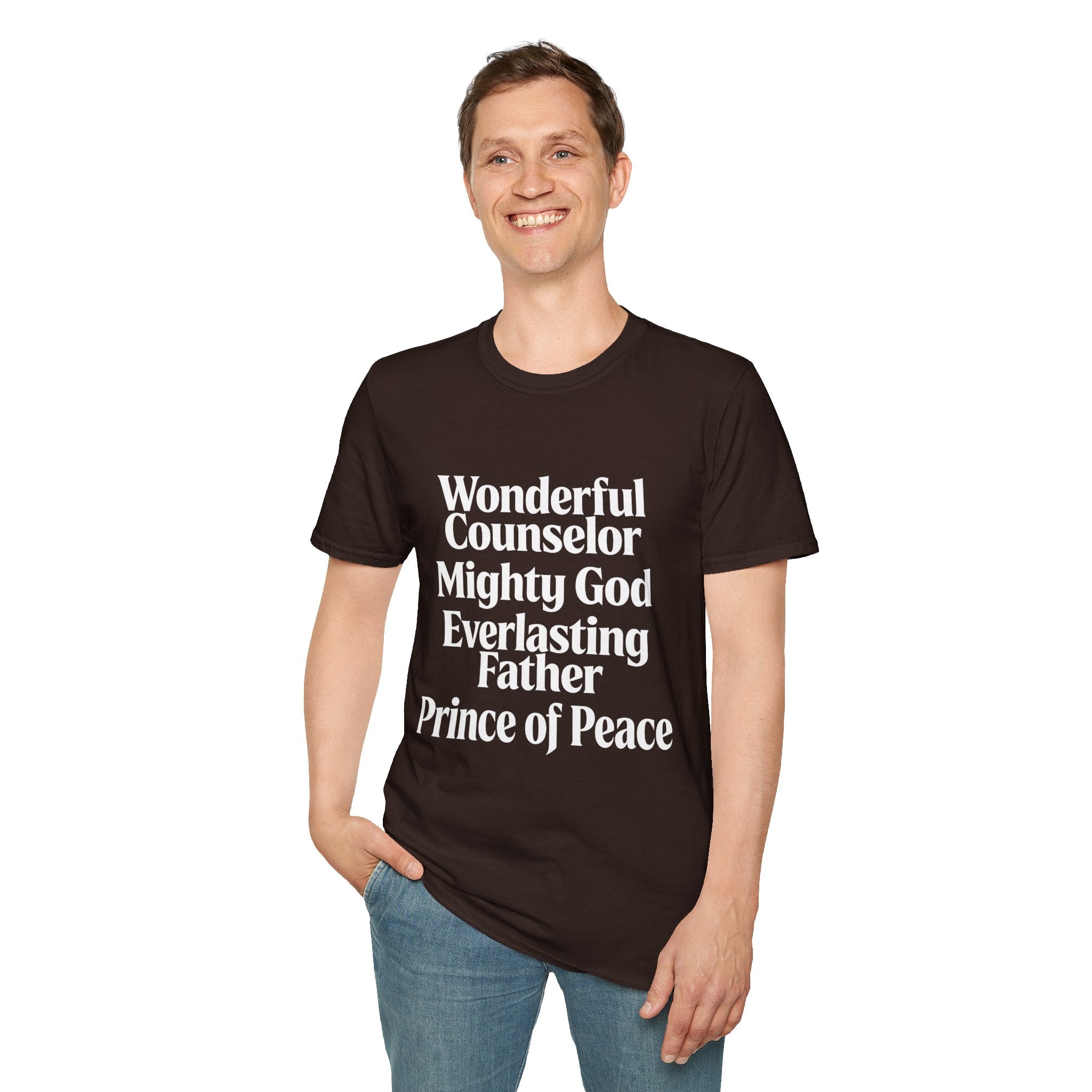 Names of Jesus from Isaiah T-Shirt — Plain Softstyle Crew Tee