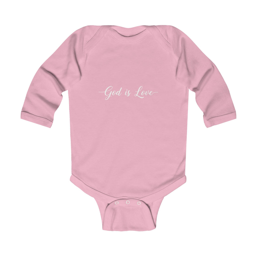 Infant Bodysuit - "God is Love" Long Sleeve Baby Onesie, Religious Christian Newborn Gift