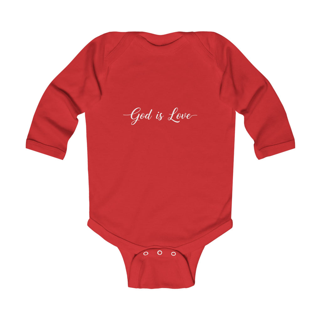 Infant Bodysuit - "God is Love" Long Sleeve Baby Onesie, Religious Christian Newborn Gift