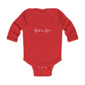 Infant Bodysuit - "God is Love" Long Sleeve Baby Onesie, Religious Christian Newborn Gift