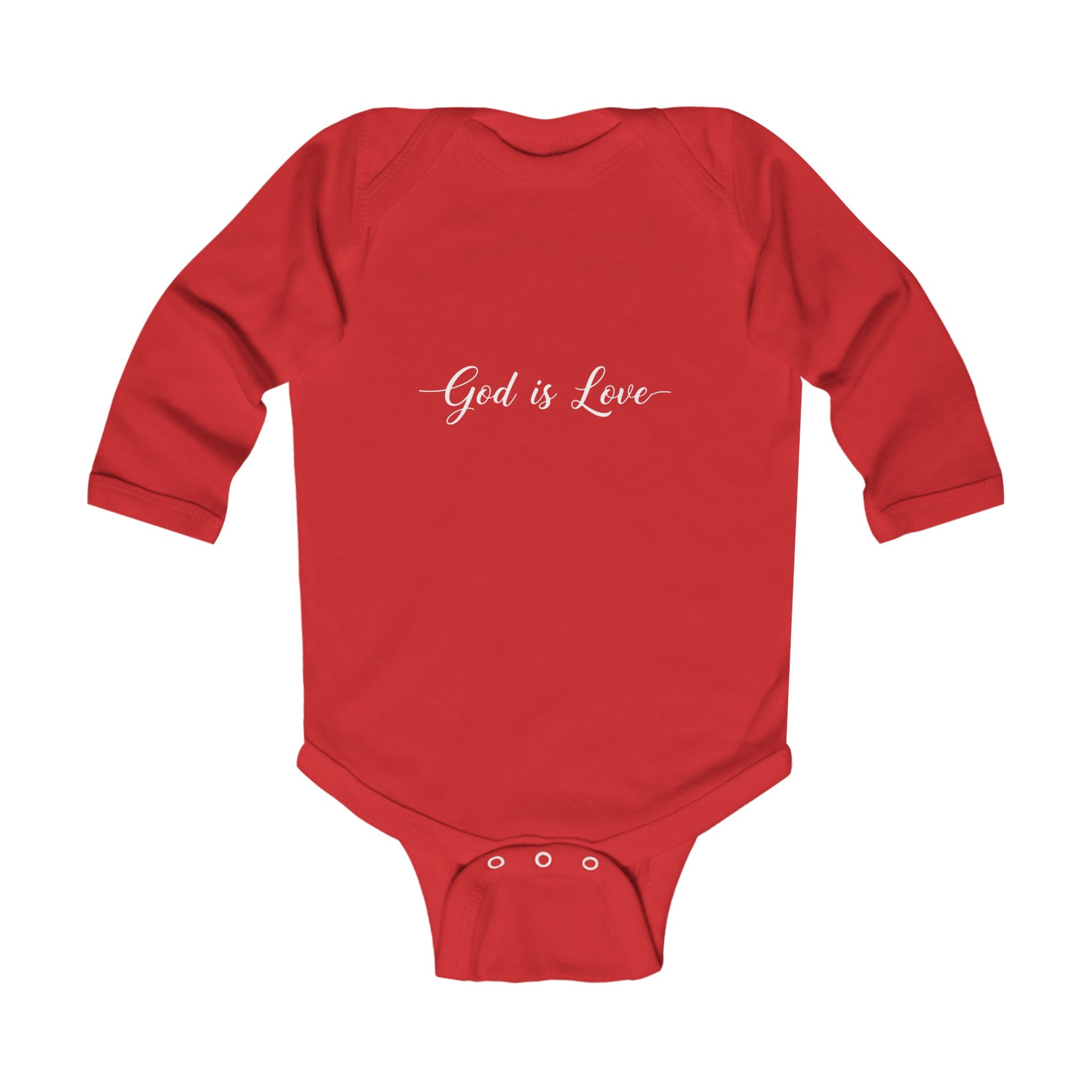 Infant Bodysuit - "God is Love" Long Sleeve Baby Onesie, Religious Christian Newborn Gift