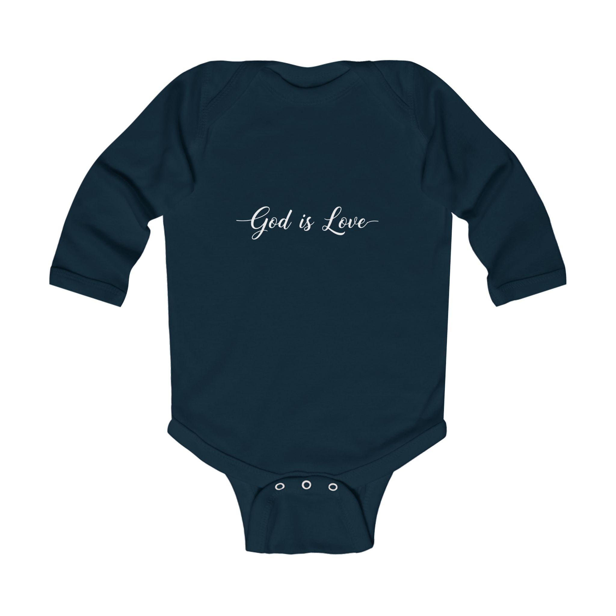 Infant Bodysuit - "God is Love" Long Sleeve Baby Onesie, Religious Christian Newborn Gift
