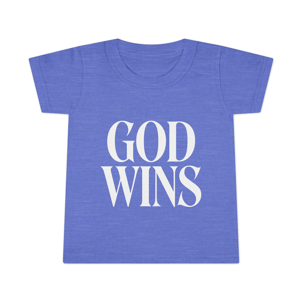 Toddler T-Shirt — "God Wins" Christian Faith Graphic Tee for Kids