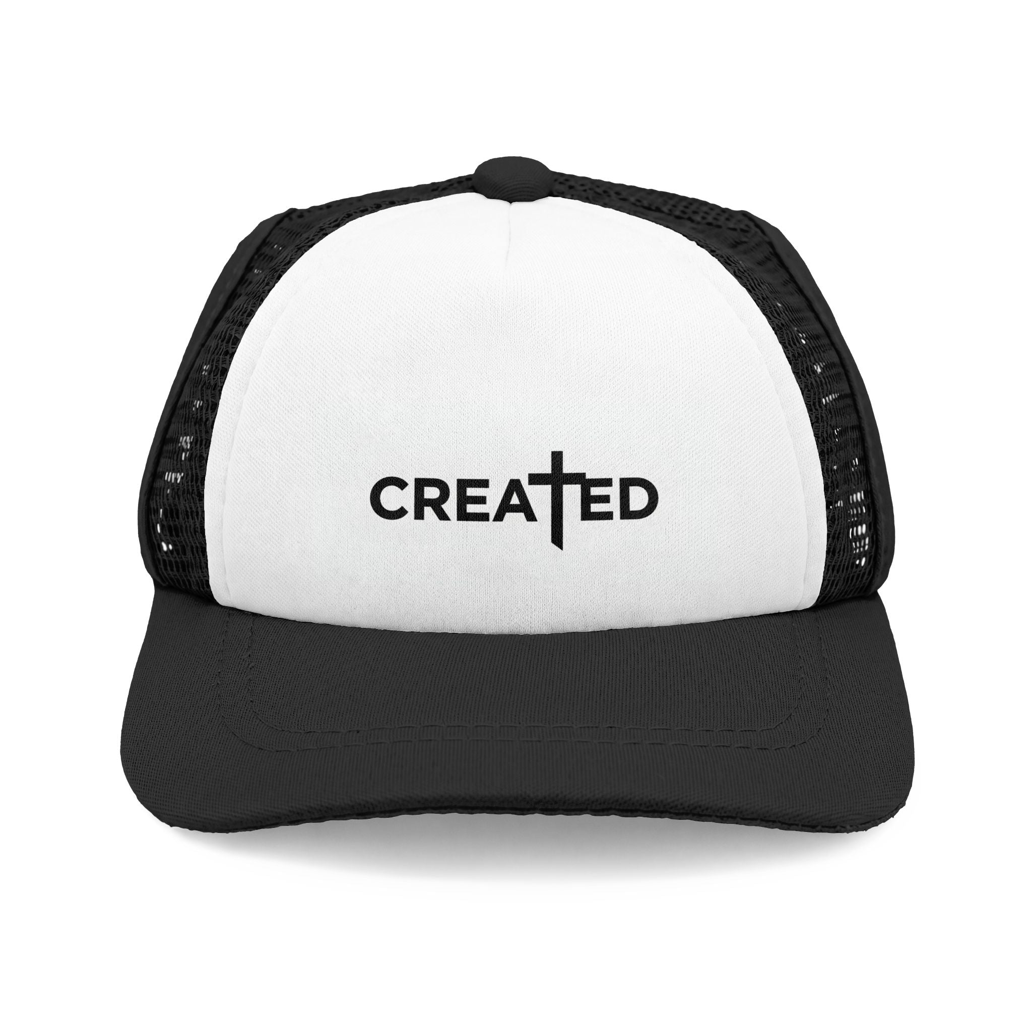 Created Cross Dog Trucker Hat - Christian Foam Front Mesh Hat for Faith Gifts