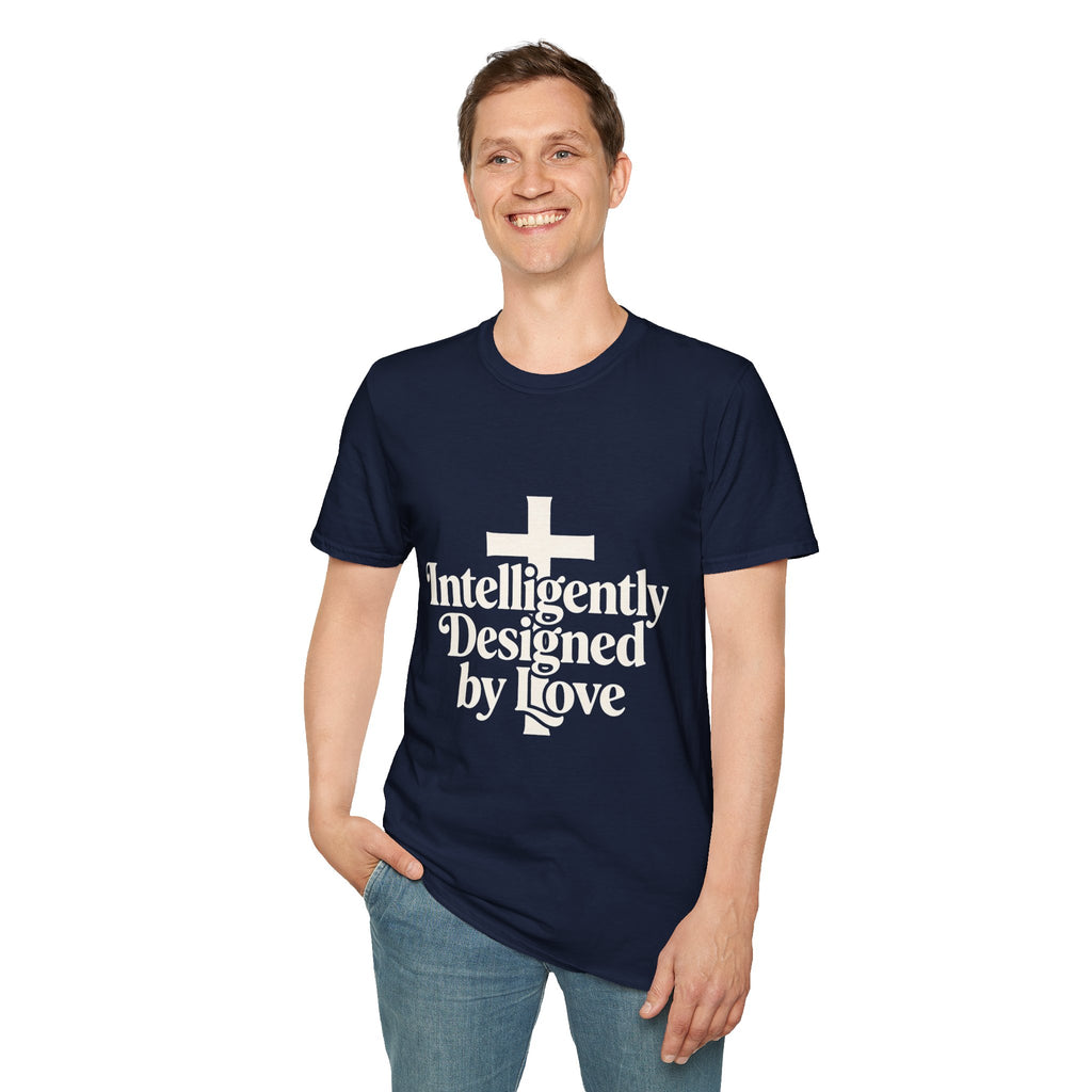 Christian T-Shirt — "Intelligently Designed by Love" Cross Faith Tee