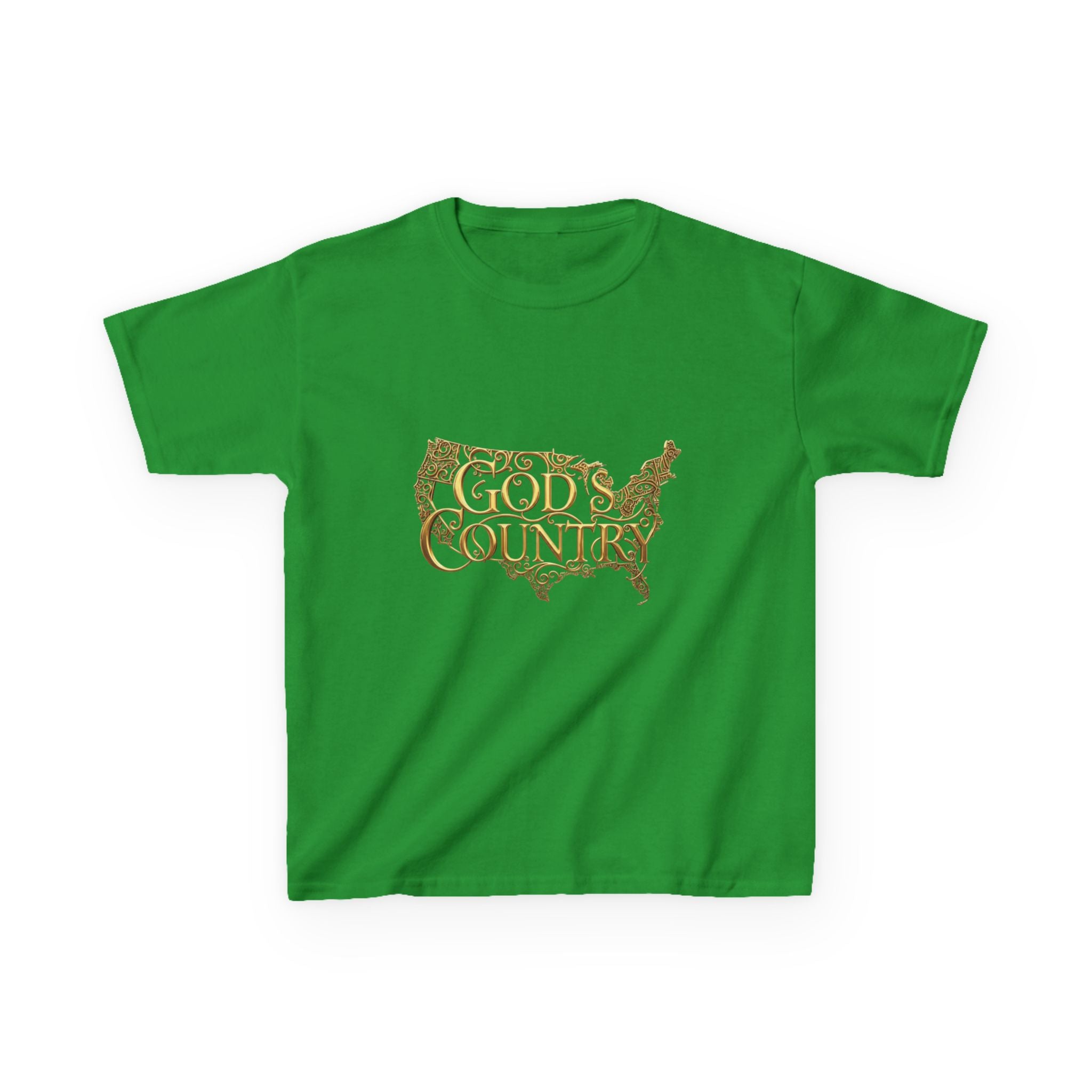 Kids T‑Shirt — "God's Country" USA Map Kids Tee (Patriotic Christian Youth Shirt)