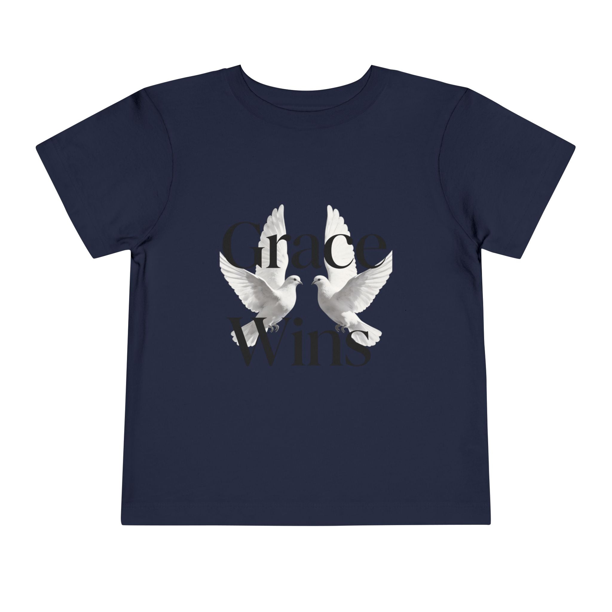 Toddler Tee — "Grace Wins" Dove Graphic Christian Short Sleeve Shirt